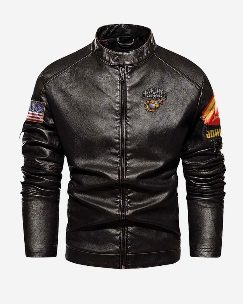 Premium Personalized USMC Veteran Leather Jacket VPVC702269, Gifts For Marine Veteran, Gifts On Father's Day, Veterans Day.