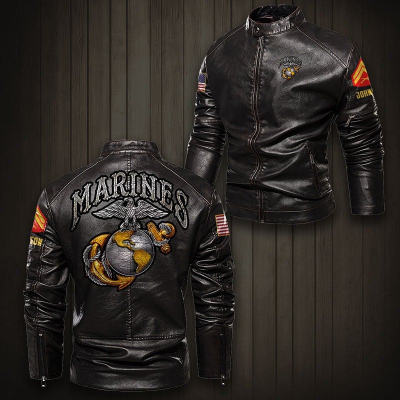 Premium Personalized USMC Veteran Leather Jacket VPVC702269, Gifts For Marine Veteran, Gifts On Father's Day, Veterans Day.