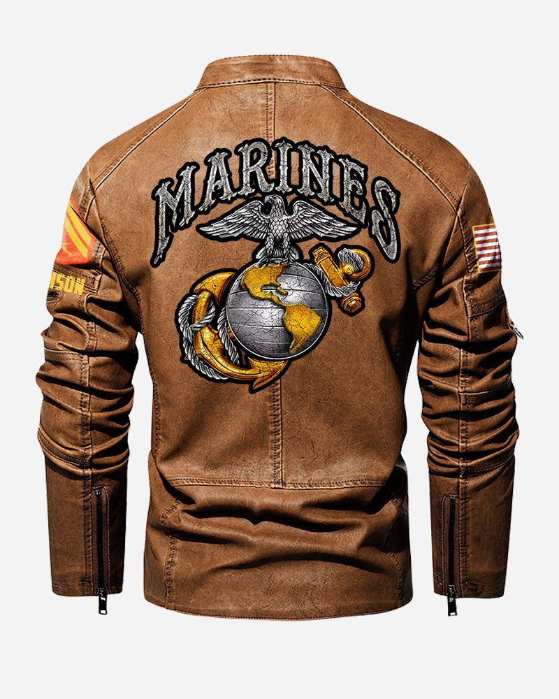 Premium Personalized USMC Veteran Leather Jacket VPVC702270, Gifts For Marine Veteran, Gifts On Father's Day, Veterans Day.