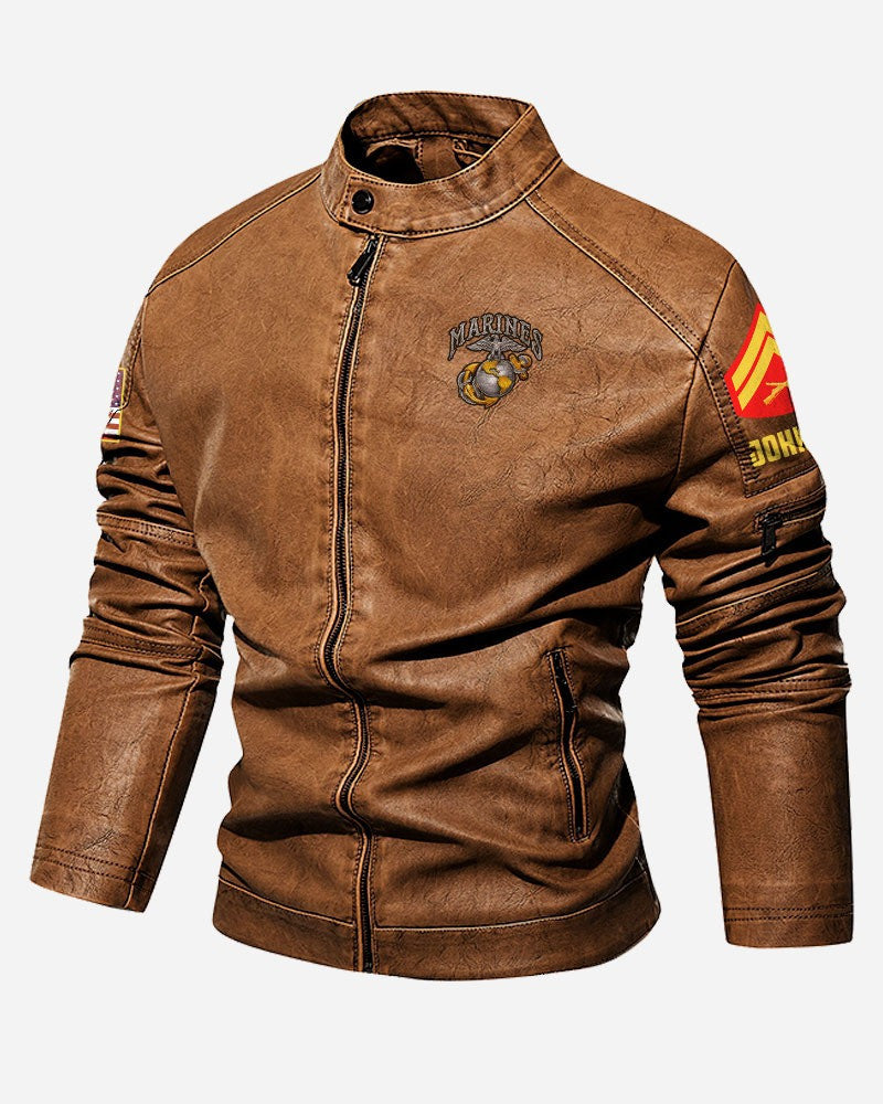 Premium Personalized USMC Veteran Leather Jacket VPVC702270, Gifts For Marine Veteran, Gifts On Father's Day, Veterans Day.