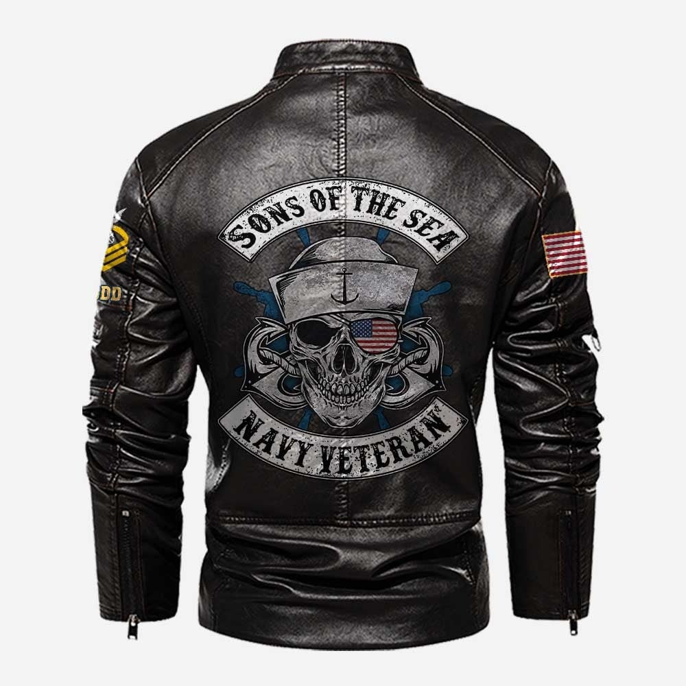 Premium Personalized US Navy Veteran Leather Jacket VPVC702271, Gifts For Navy Veteran, Gifts On Father's Day, Veterans Day.