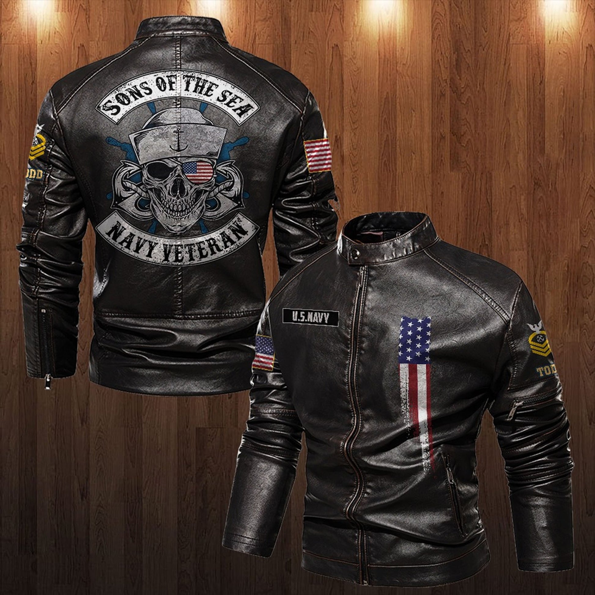 Premium Personalized US Navy Veteran Leather Jacket VPVC702271, Gifts For Navy Veteran, Gifts On Father's Day, Veterans Day.