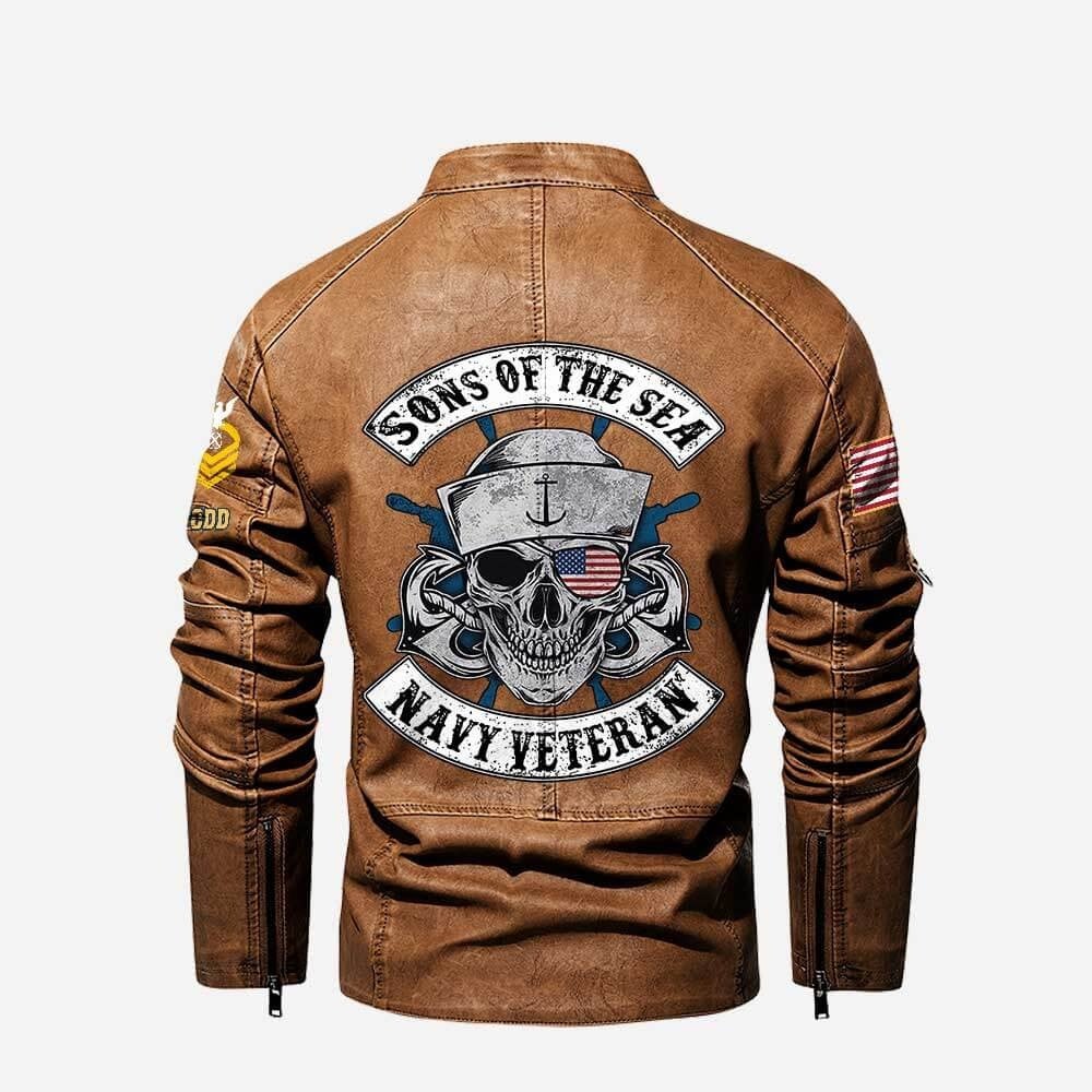 Premium Personalized US Navy Veteran Leather Jacket VPVC702272, Gifts For Navy Veteran, Gifts On Father's Day, Veterans Day.