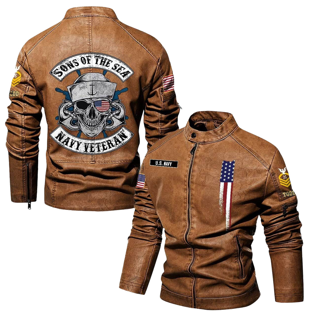 Premium Personalized US Navy Veteran Leather Jacket VPVC702272, Gifts For Navy Veteran, Gifts On Father's Day, Veterans Day.