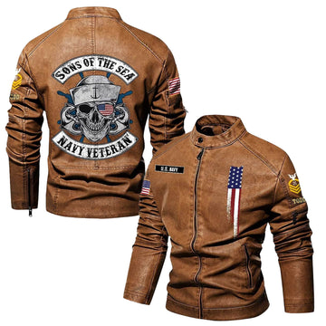 Premium Personalized US Navy Veteran Leather Jacket VPVC702272, Gifts For Navy Veteran, Gifts On Father's Day, Veterans Day.