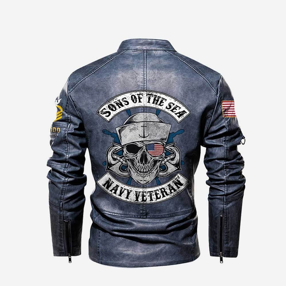 Premium Personalized US Navy Veteran Leather Jacket VPVC702273, Gifts For Navy Veteran, Gifts On Father's Day, Veterans Day.