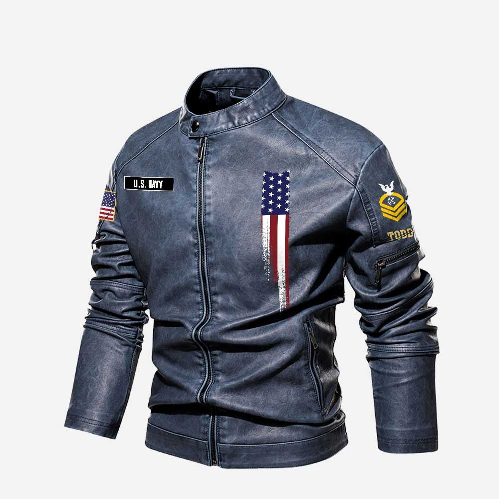 Premium Personalized US Navy Veteran Leather Jacket VPVC702273, Gifts For Navy Veteran, Gifts On Father's Day, Veterans Day.