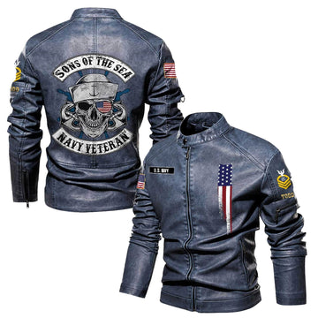 Premium Personalized US Navy Veteran Leather Jacket VPVC702273, Gifts For Navy Veteran, Gifts On Father's Day, Veterans Day.