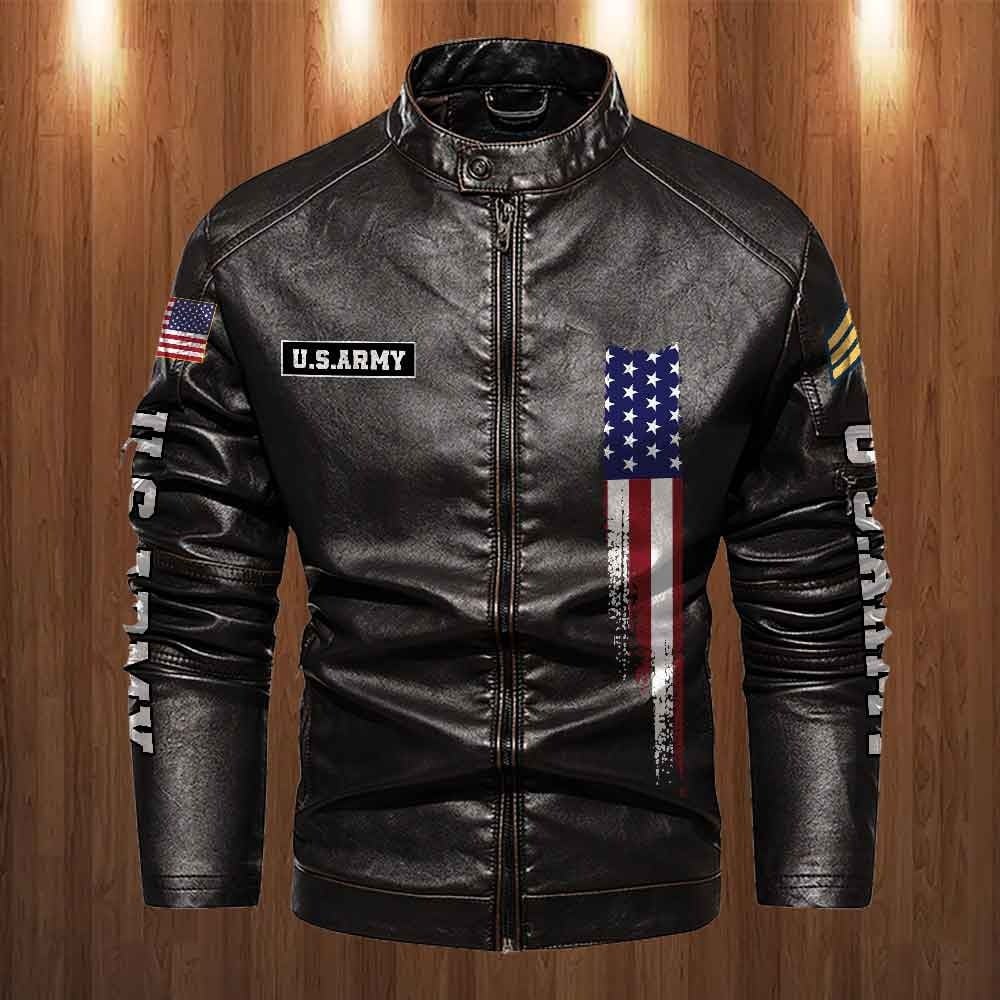 Premium Personalized US Army Veteran Leather Jacket VPVC702274, Gifts For Army Veteran, Gifts On Father's Day, Veterans Day.