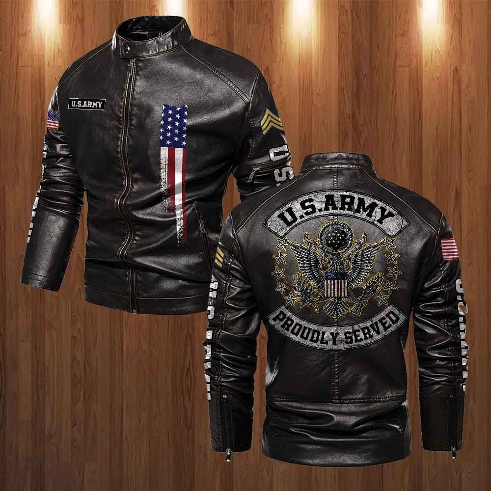 Premium Personalized US Army Veteran Leather Jacket VPVC702274, Gifts For Army Veteran, Gifts On Father's Day, Veterans Day.
