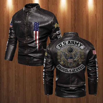 Premium Personalized US Army Veteran Leather Jacket VPVC702274, Gifts For Army Veteran, Gifts On Father's Day, Veterans Day.