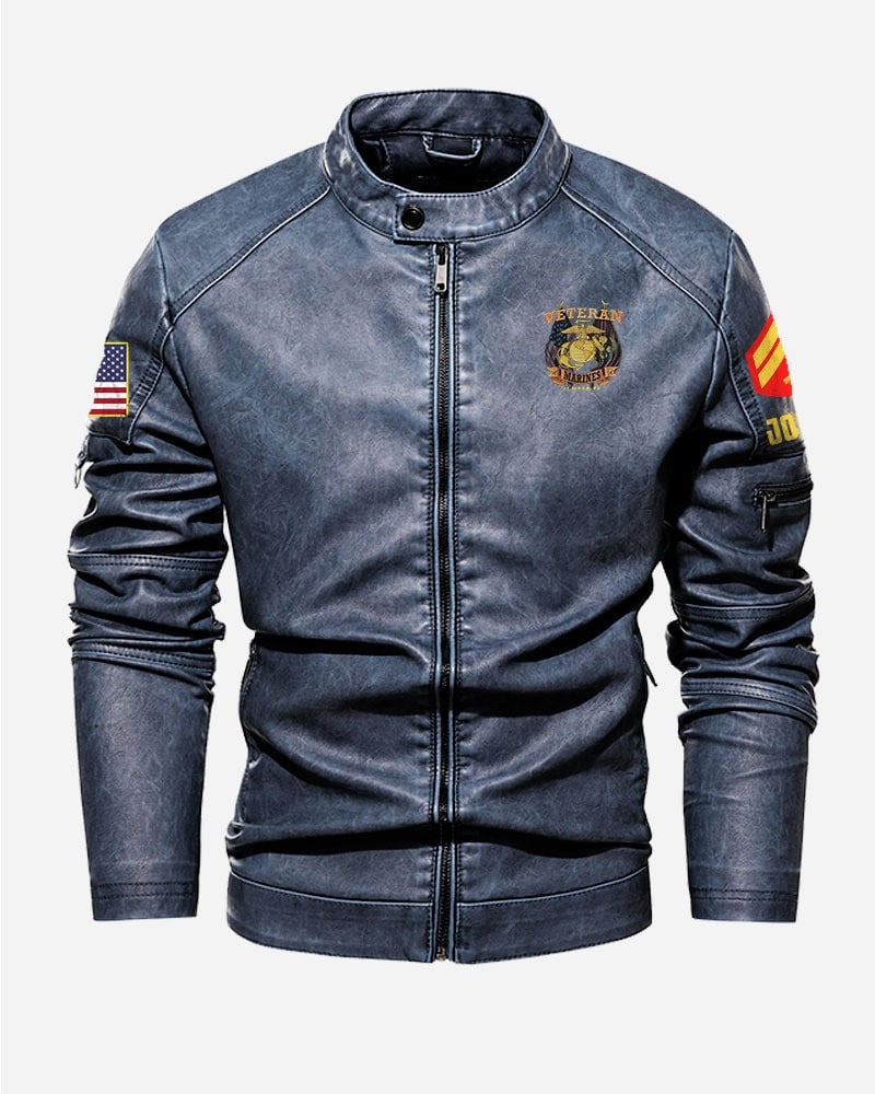 Premium Personalized USMC Veteran Leather Jacket VPVC702277, Gifts For Marine Veteran, Gifts On Father's Day, Veterans Day.