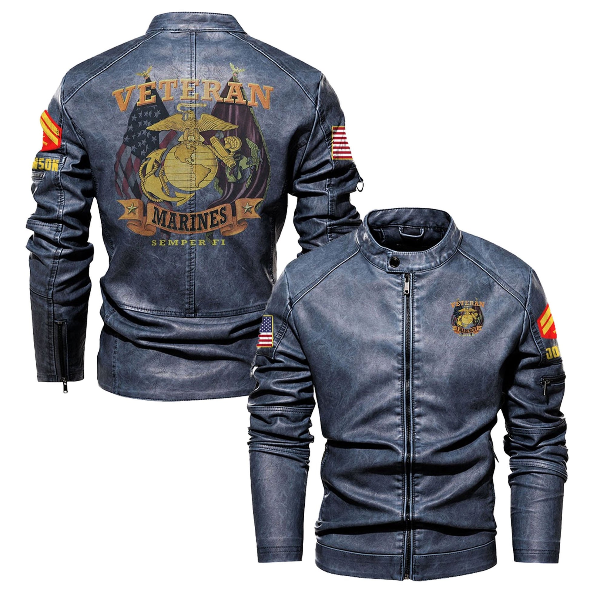 Premium Personalized USMC Veteran Leather Jacket VPVC702277, Gifts For Marine Veteran, Gifts On Father's Day, Veterans Day.