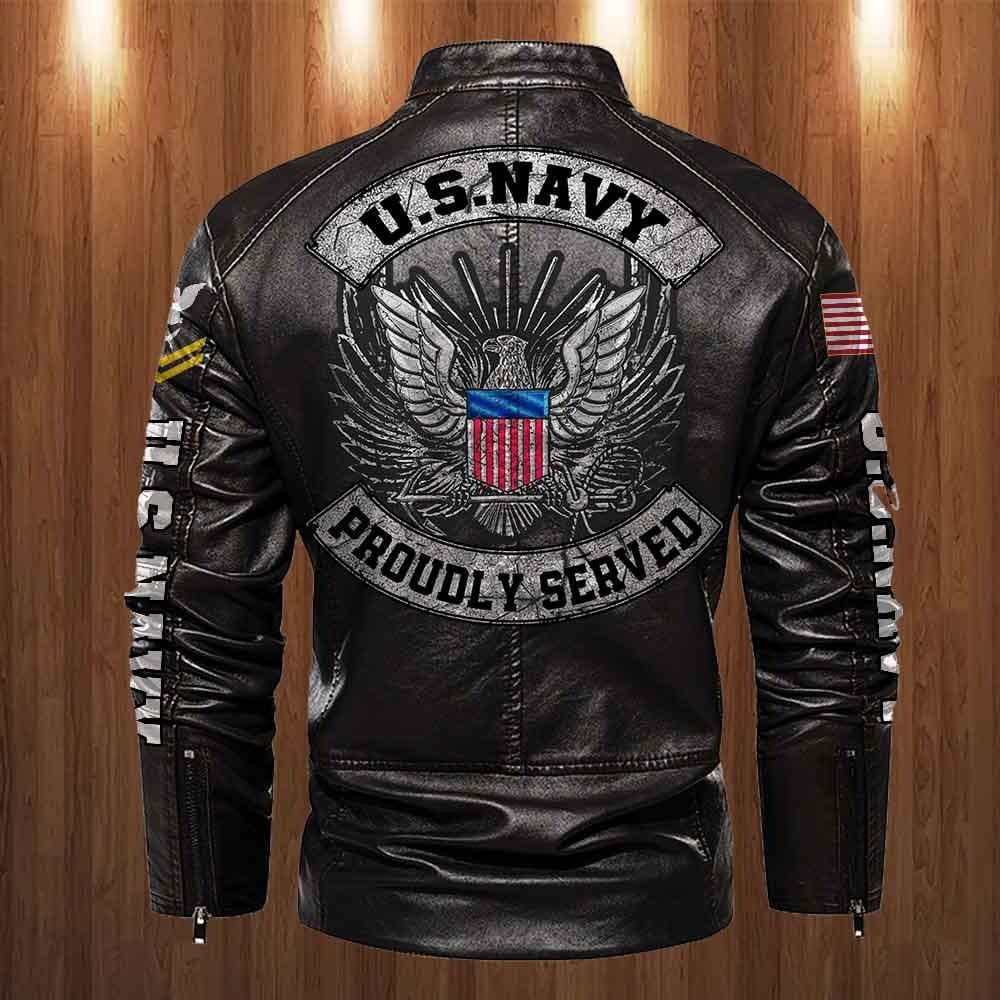 Premium Personalized US Navy Veteran Leather Jacket VPVC702278, Gifts For Navy Veteran, Gifts On Father's Day, Veterans Day.