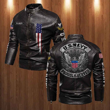 Premium Personalized US Navy Veteran Leather Jacket VPVC702278, Gifts For Navy Veteran, Gifts On Father's Day, Veterans Day.