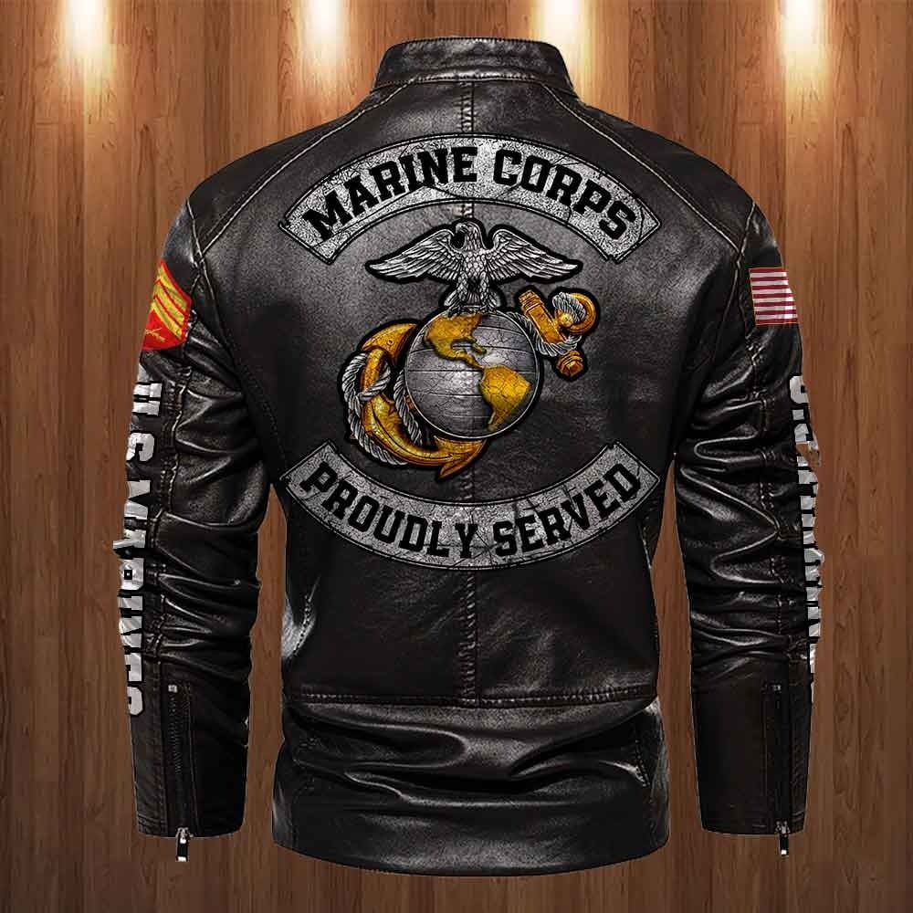 Premium Personalized USMC Veteran Leather Jacket VPVC702279, Gifts For Marine Veteran, Gifts On Father's Day, Veterans Day.