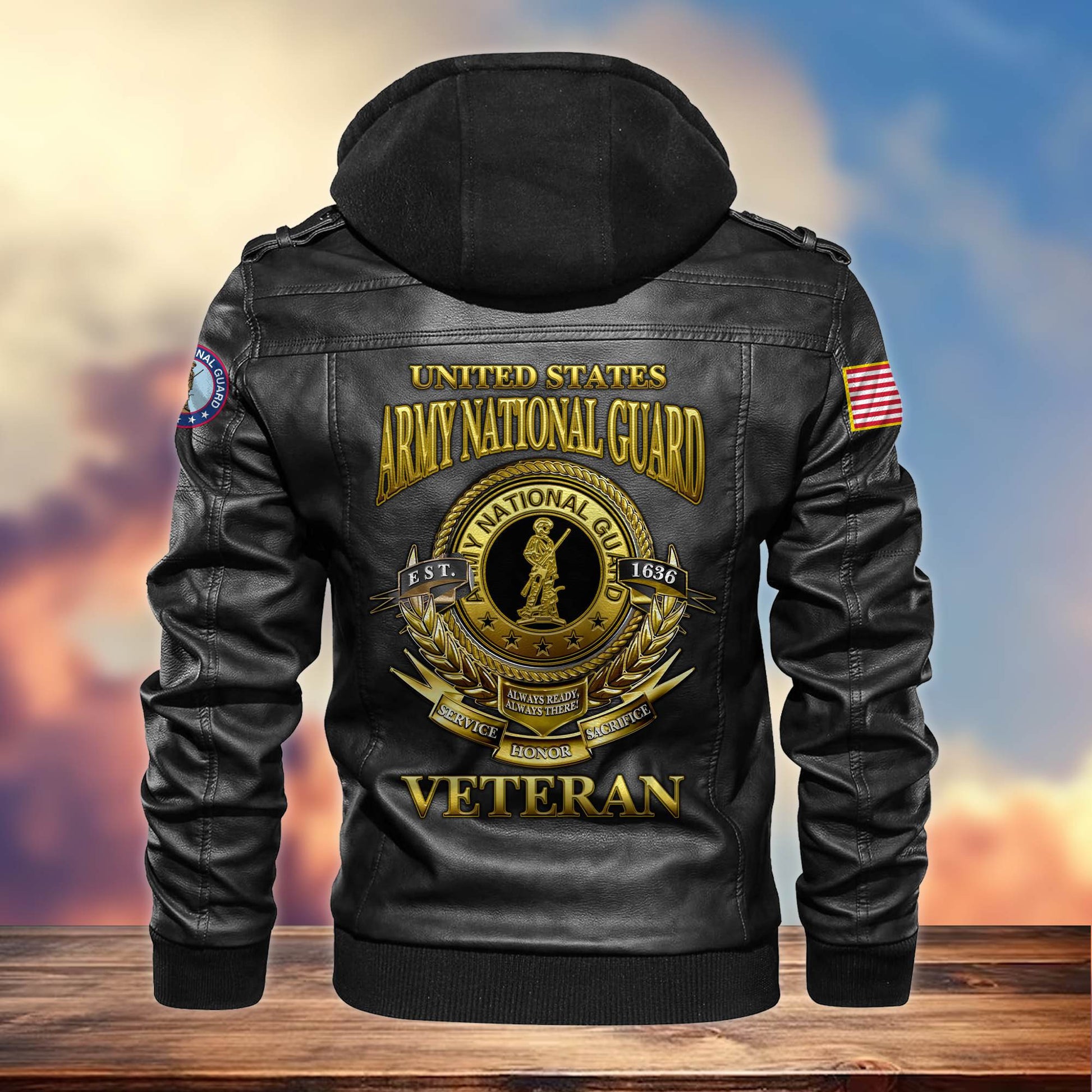 Premium US Veterans Leather Jacket BPHN040915, Gifts For US Veterans, Gifts For US Veterans, Gifts On Father's Day, Veterans Day