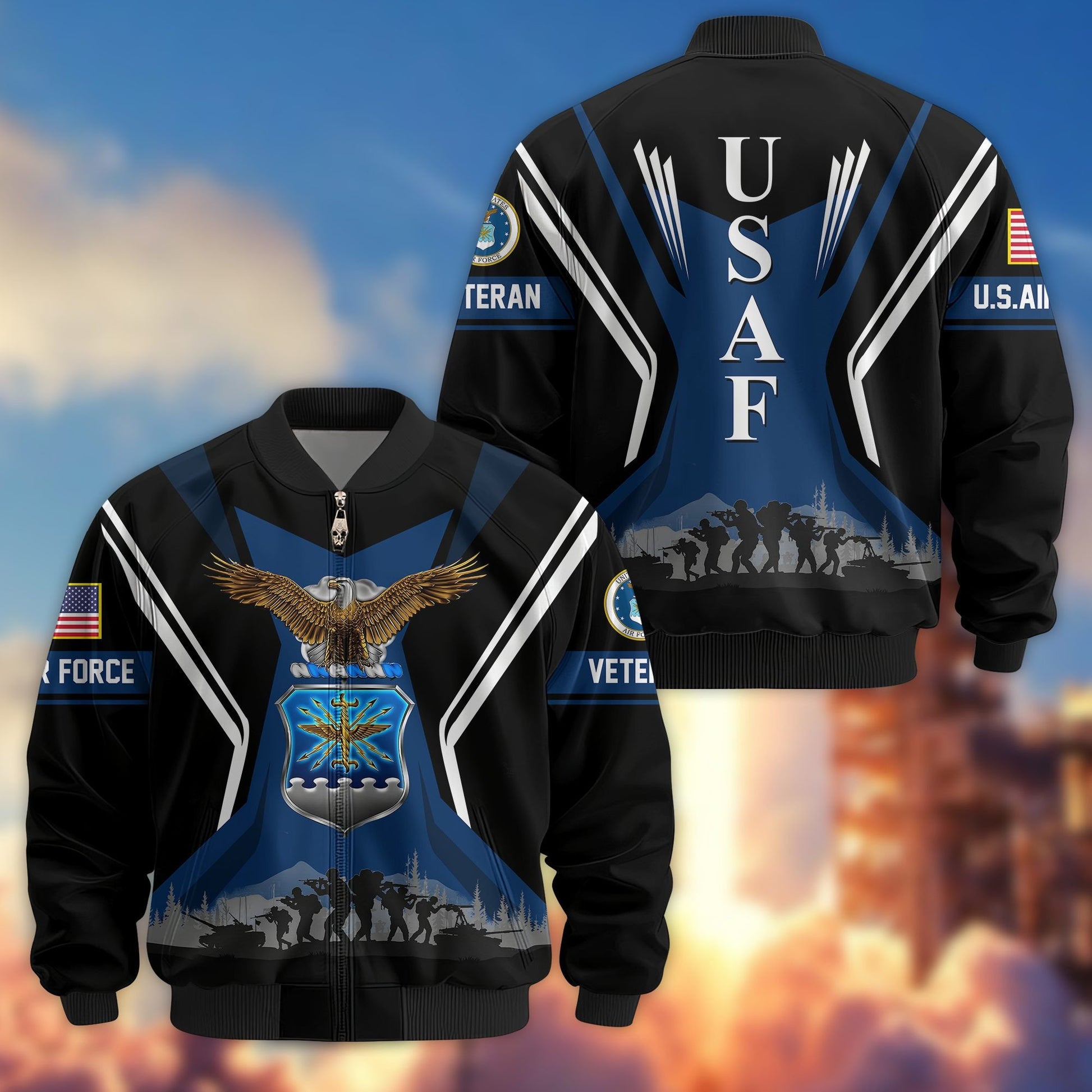 Premium US Veterans Bomber Jacket BPHN130811, Gifts For US Veterans, Gifts On Father's Day, Veterans Day.