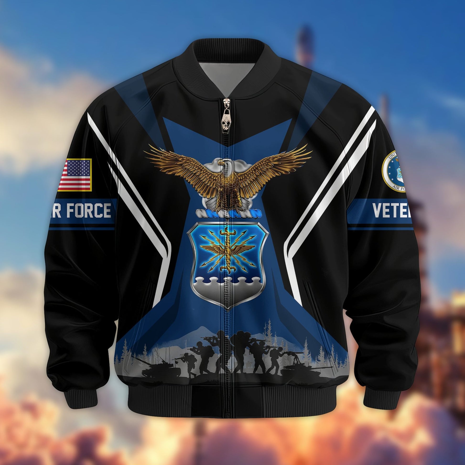 Premium US Veterans Bomber Jacket BPHN130811, Gifts For US Veterans, Gifts On Father's Day, Veterans Day.