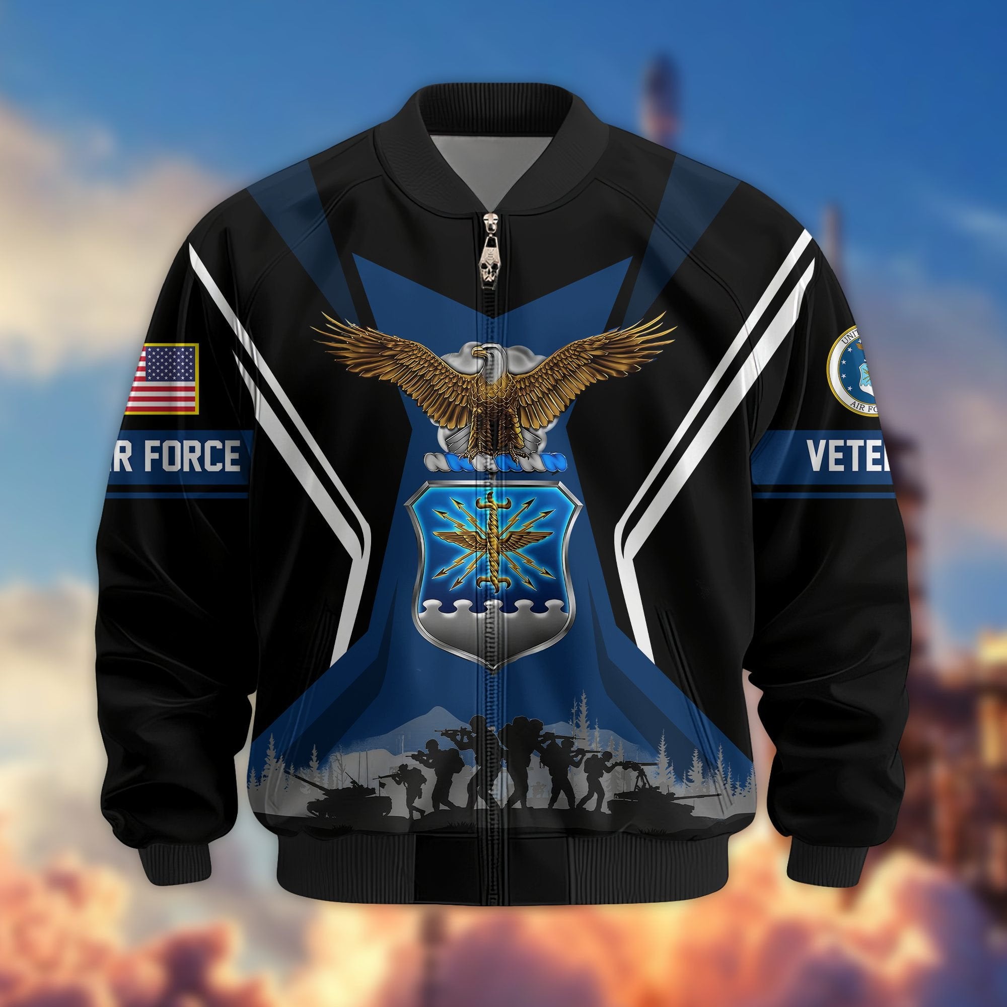 Premium US Veterans Bomber Jacket BPHN130811, Gifts For US Veterans, Gifts On Father's Day, Veterans Day.