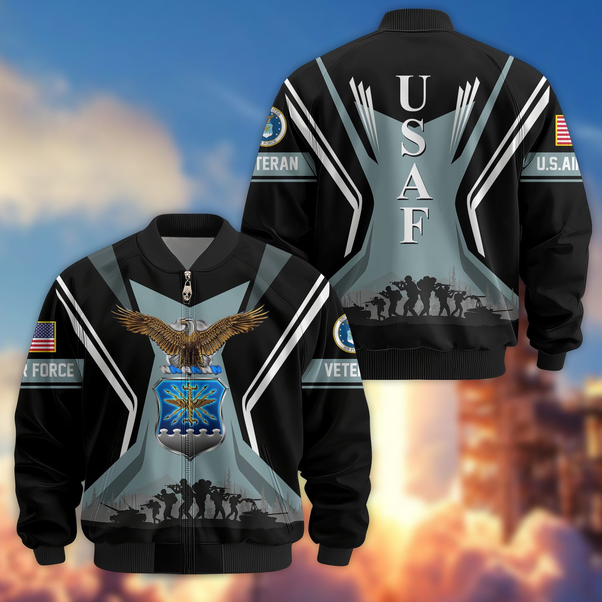 Premium US Veterans Bomber Jacket BPHN130811, Gifts For US Veterans, Gifts On Father's Day, Veterans Day.