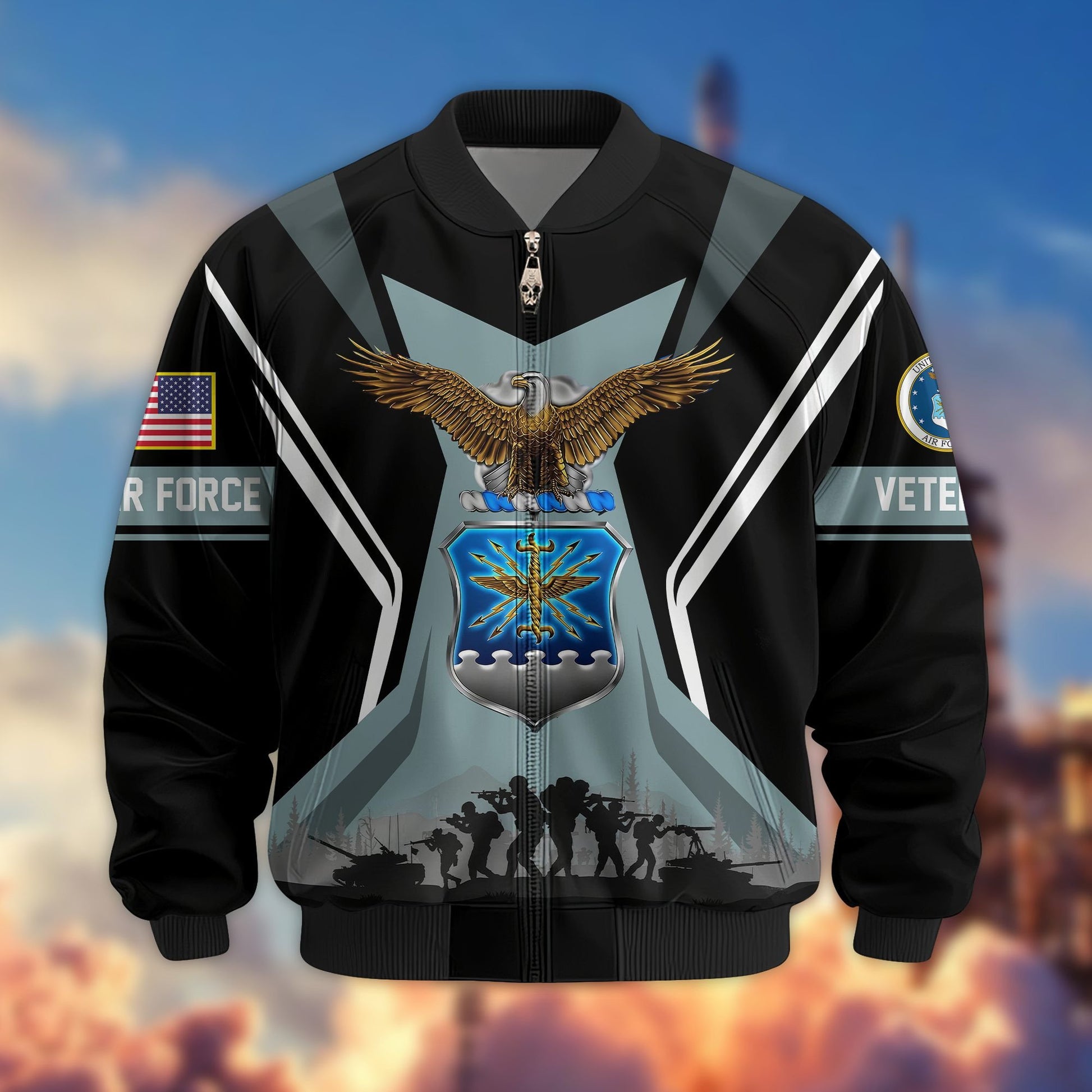 Premium US Veterans Bomber Jacket BPHN130811, Gifts For US Veterans, Gifts On Father's Day, Veterans Day.