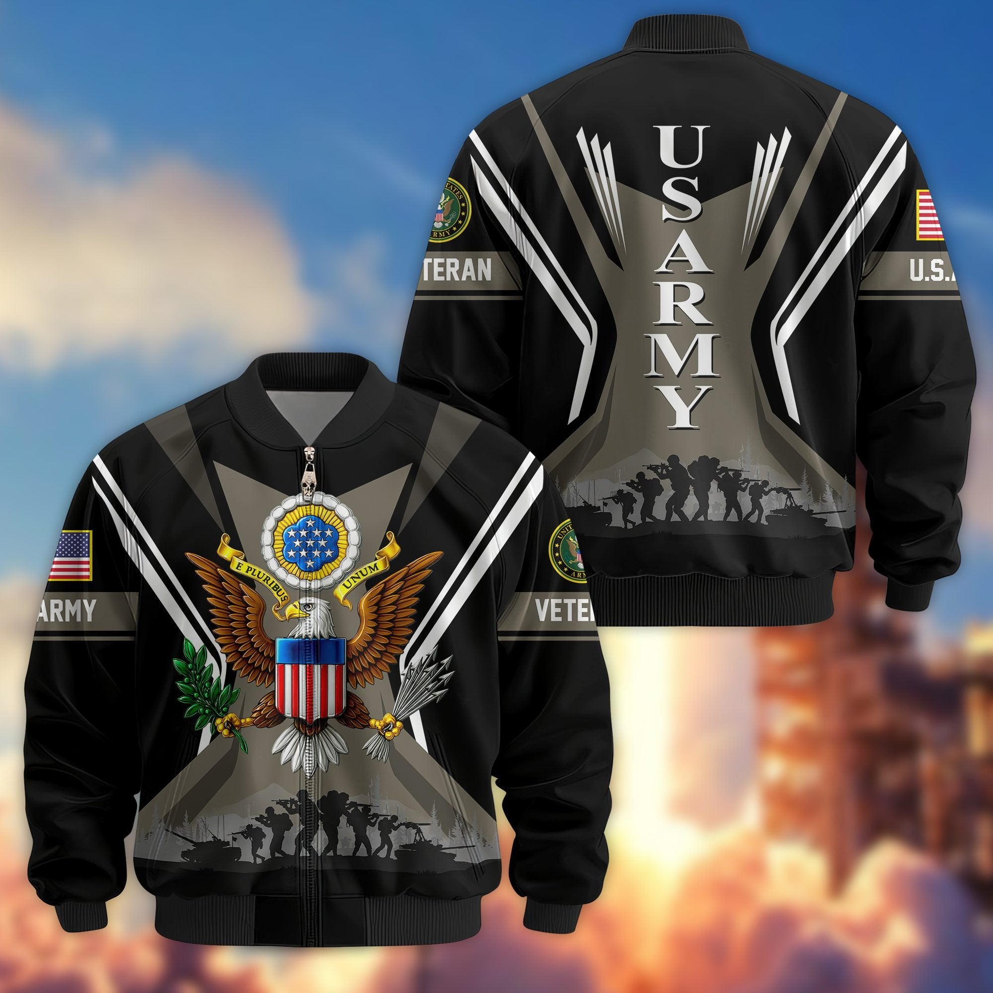 Premium US Veterans Bomber Jacket BPHN130811, Gifts For US Veterans, Gifts On Father's Day, Veterans Day.