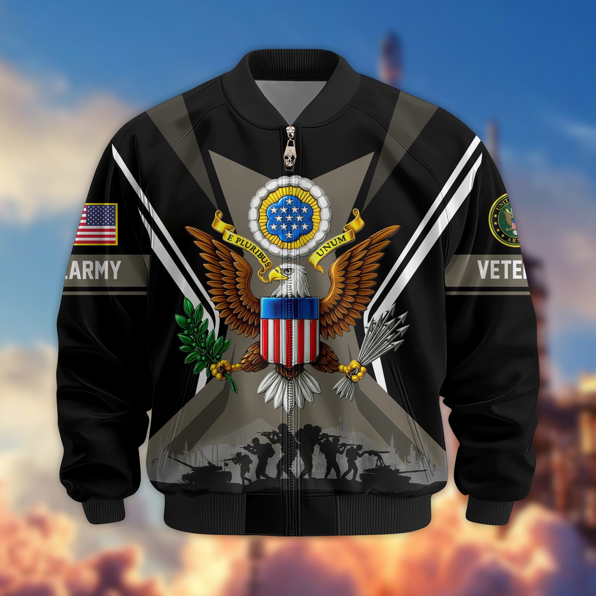 Premium US Veterans Bomber Jacket BPHN130811, Gifts For US Veterans, Gifts On Father's Day, Veterans Day.