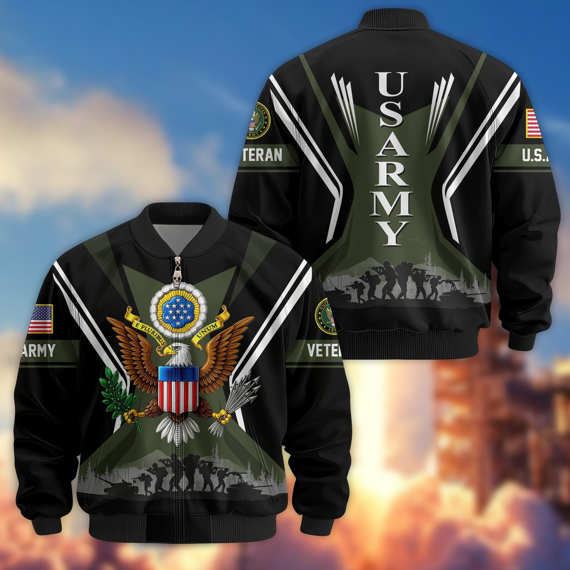 Premium US Veterans Bomber Jacket BPHN130811, Gifts For US Veterans, Gifts On Father's Day, Veterans Day.