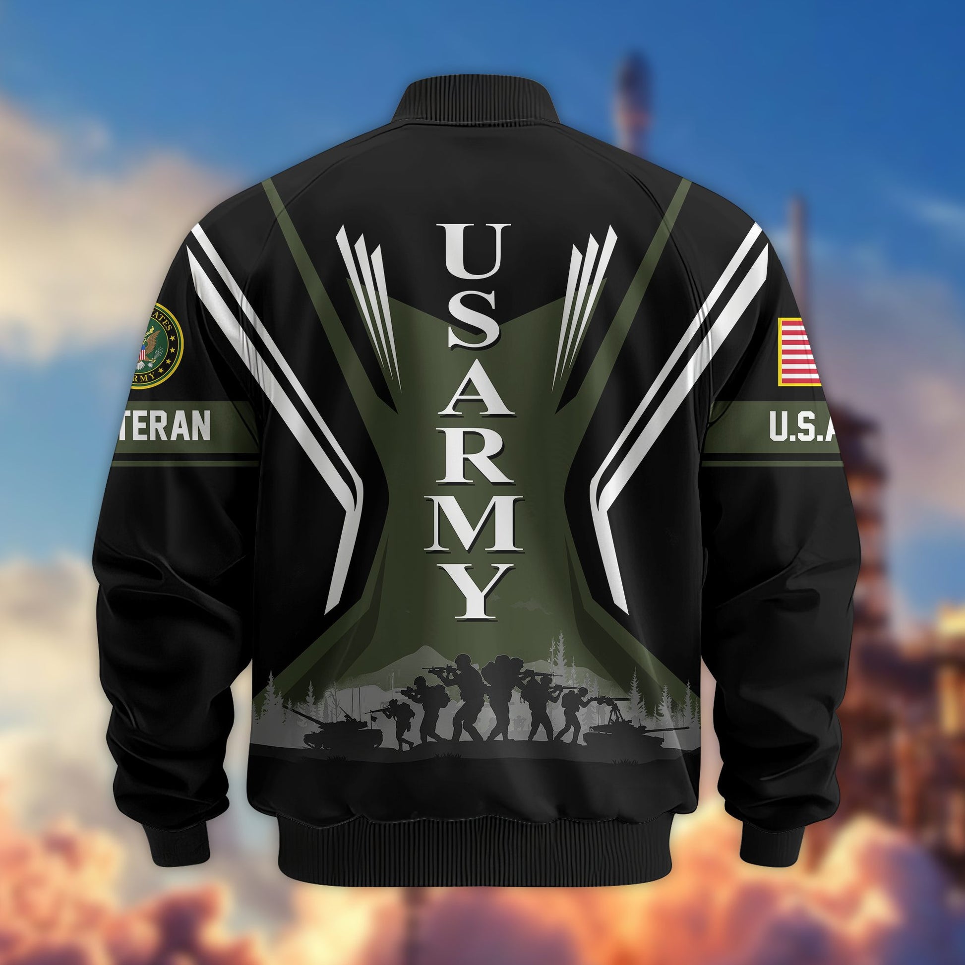 Premium US Veterans Bomber Jacket BPHN130811, Gifts For US Veterans, Gifts On Father's Day, Veterans Day.