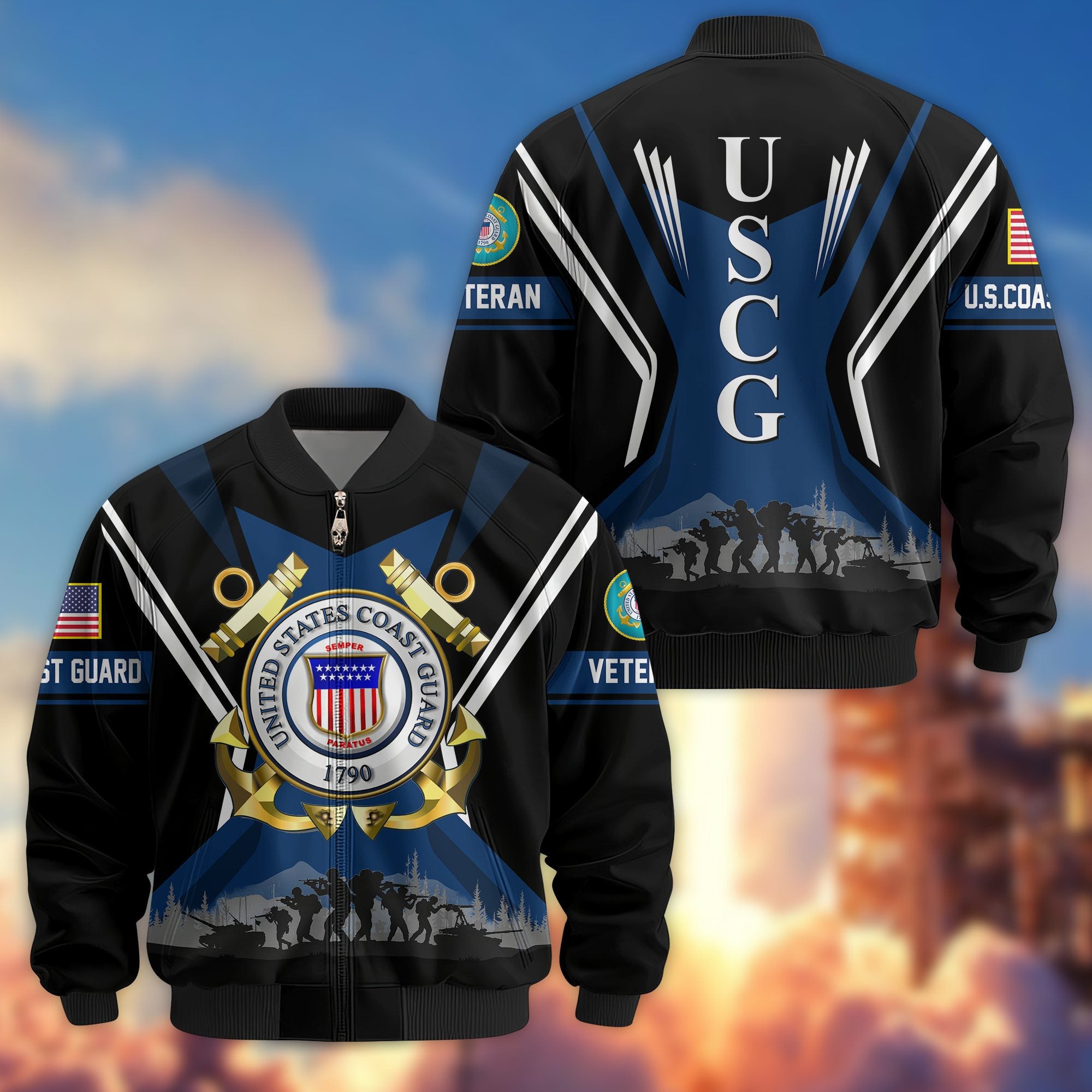 Premium US Veterans Bomber Jacket BPHN130811, Gifts For US Veterans, Gifts On Father's Day, Veterans Day.
