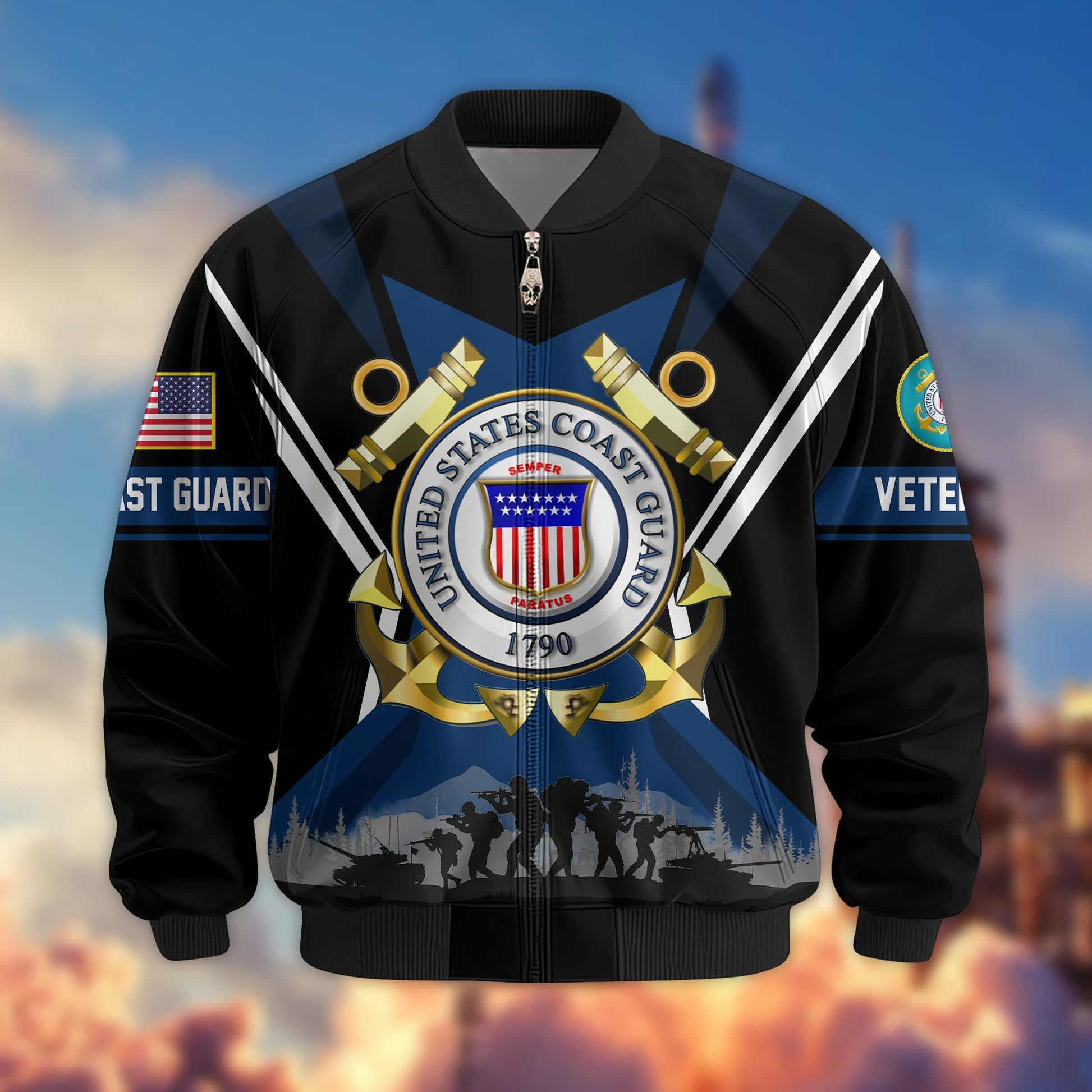 Premium US Veterans Bomber Jacket BPHN130811, Gifts For US Veterans, Gifts On Father's Day, Veterans Day.