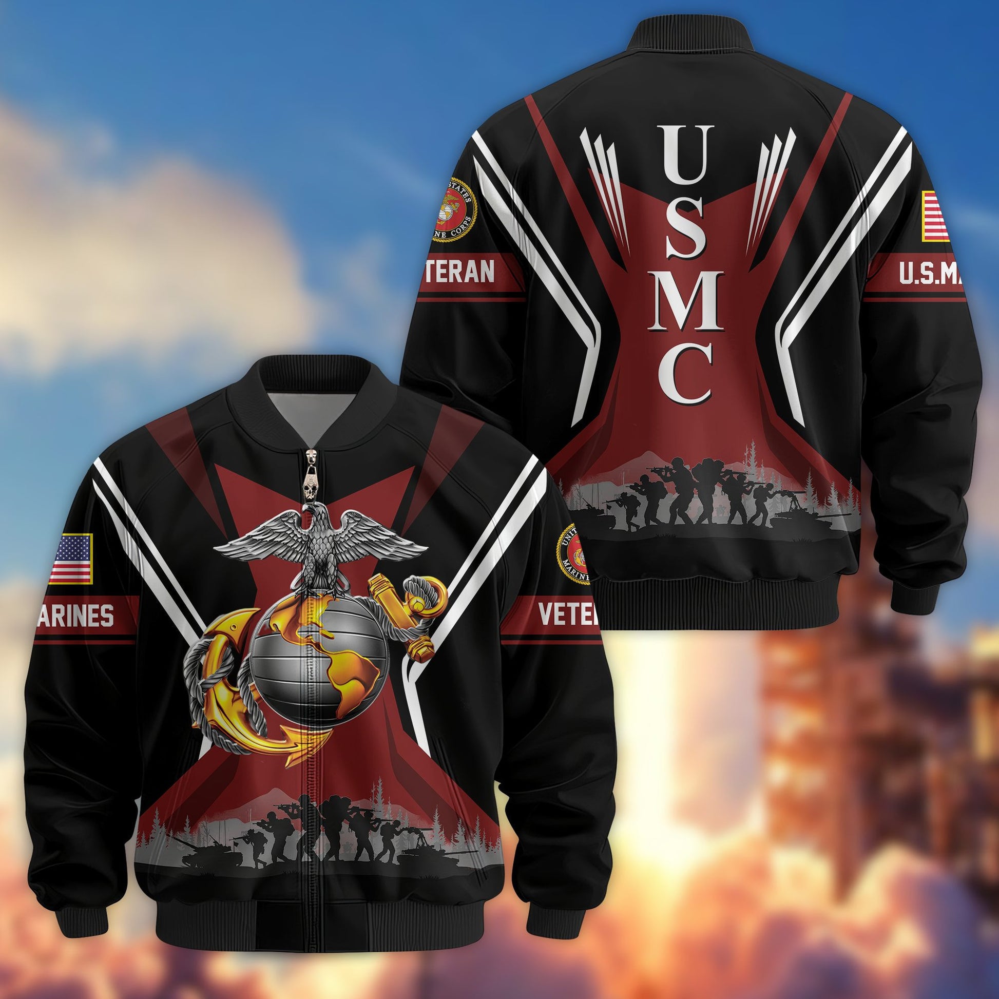 Premium US Veterans Bomber Jacket BPHN130811, Gifts For US Veterans, Gifts On Father's Day, Veterans Day.