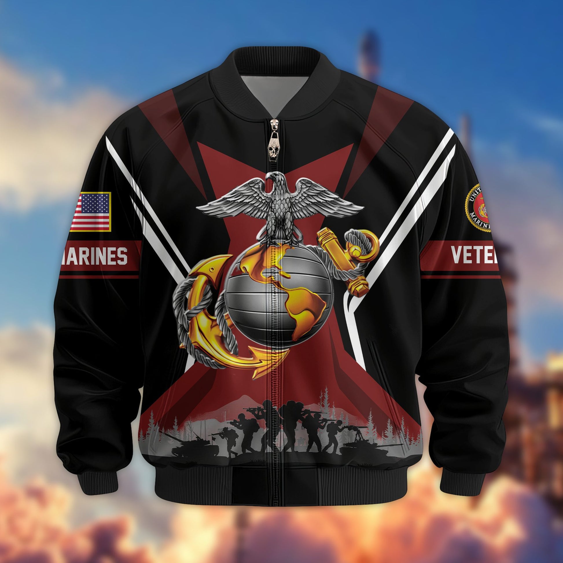 Premium US Veterans Bomber Jacket BPHN130811, Gifts For US Veterans, Gifts On Father's Day, Veterans Day.