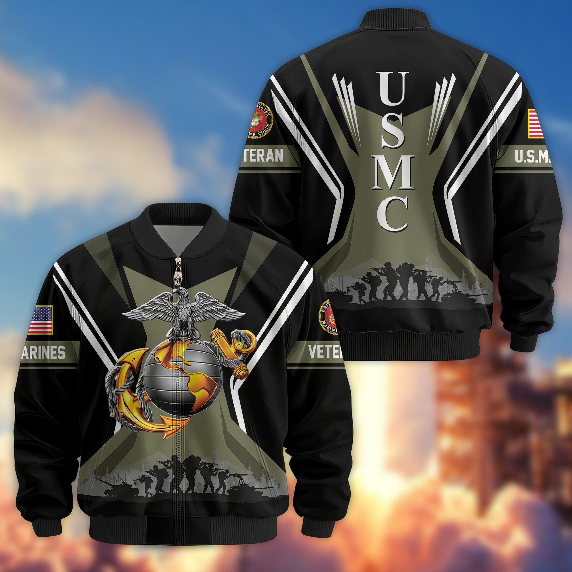 Premium US Veterans Bomber Jacket BPHN130811, Gifts For US Veterans, Gifts On Father's Day, Veterans Day.