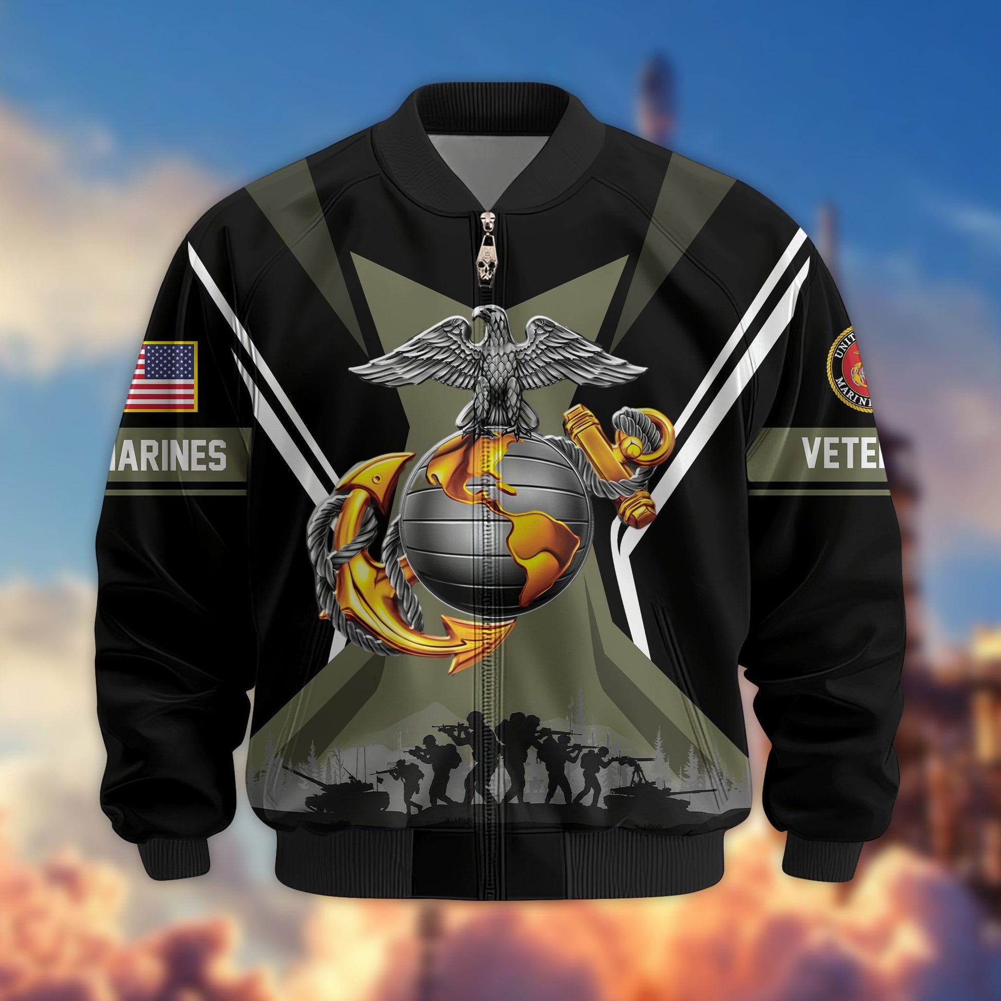 Premium US Veterans Bomber Jacket BPHN130811, Gifts For US Veterans, Gifts On Father's Day, Veterans Day.