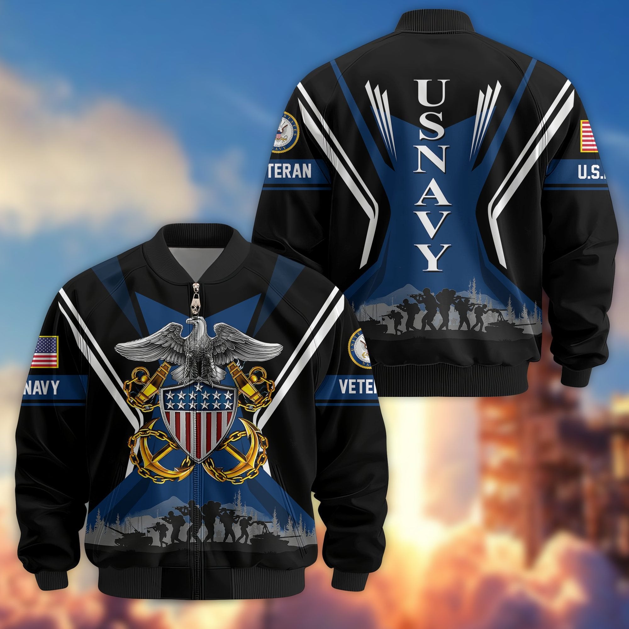 Premium US Veterans Bomber Jacket BPHN130811, Gifts For US Veterans, Gifts On Father's Day, Veterans Day.