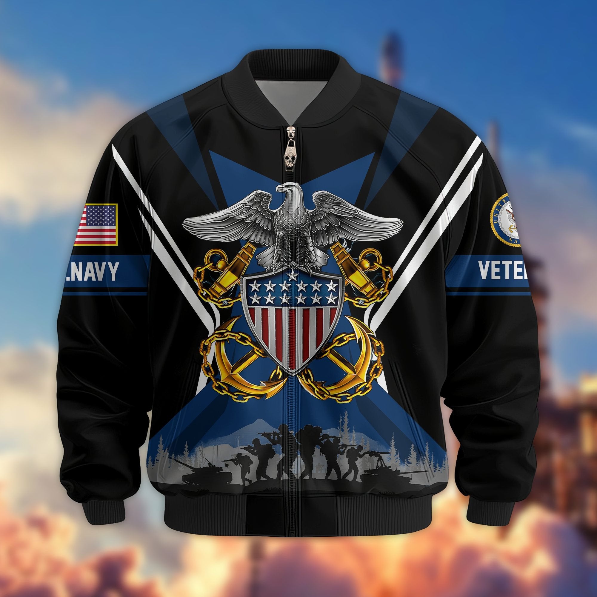 Premium US Veterans Bomber Jacket BPHN130811, Gifts For US Veterans, Gifts On Father's Day, Veterans Day.
