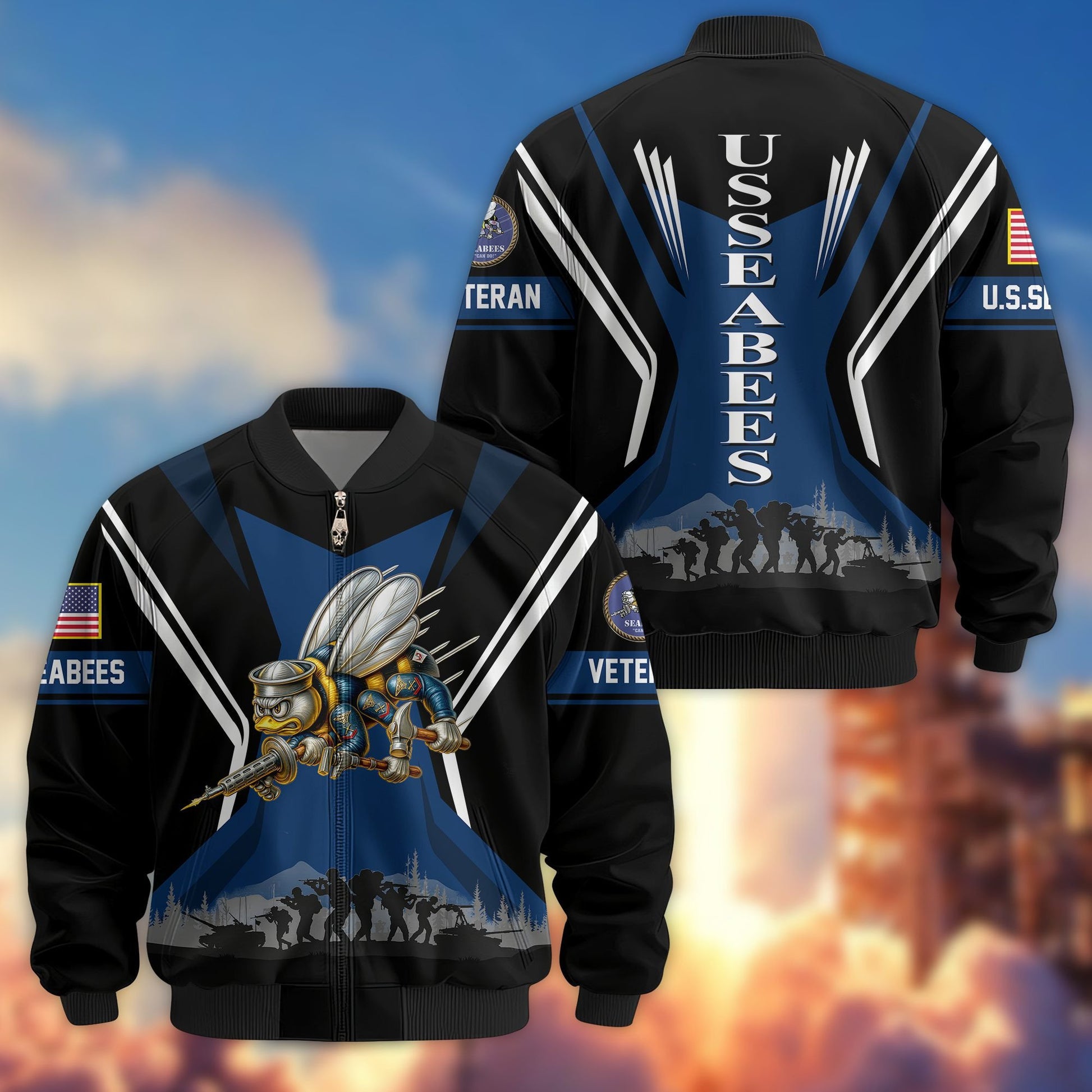 Premium US Veterans Bomber Jacket BPHN130811, Gifts For US Veterans, Gifts On Father's Day, Veterans Day.