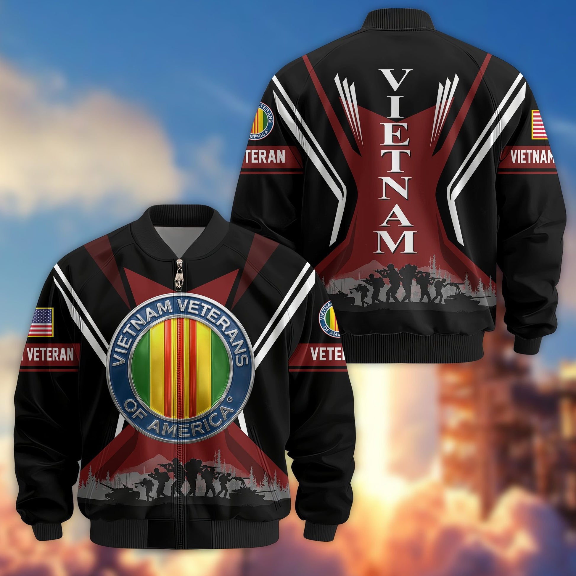Premium US Veterans Bomber Jacket BPHN130811, Gifts For US Veterans, Gifts On Father's Day, Veterans Day.