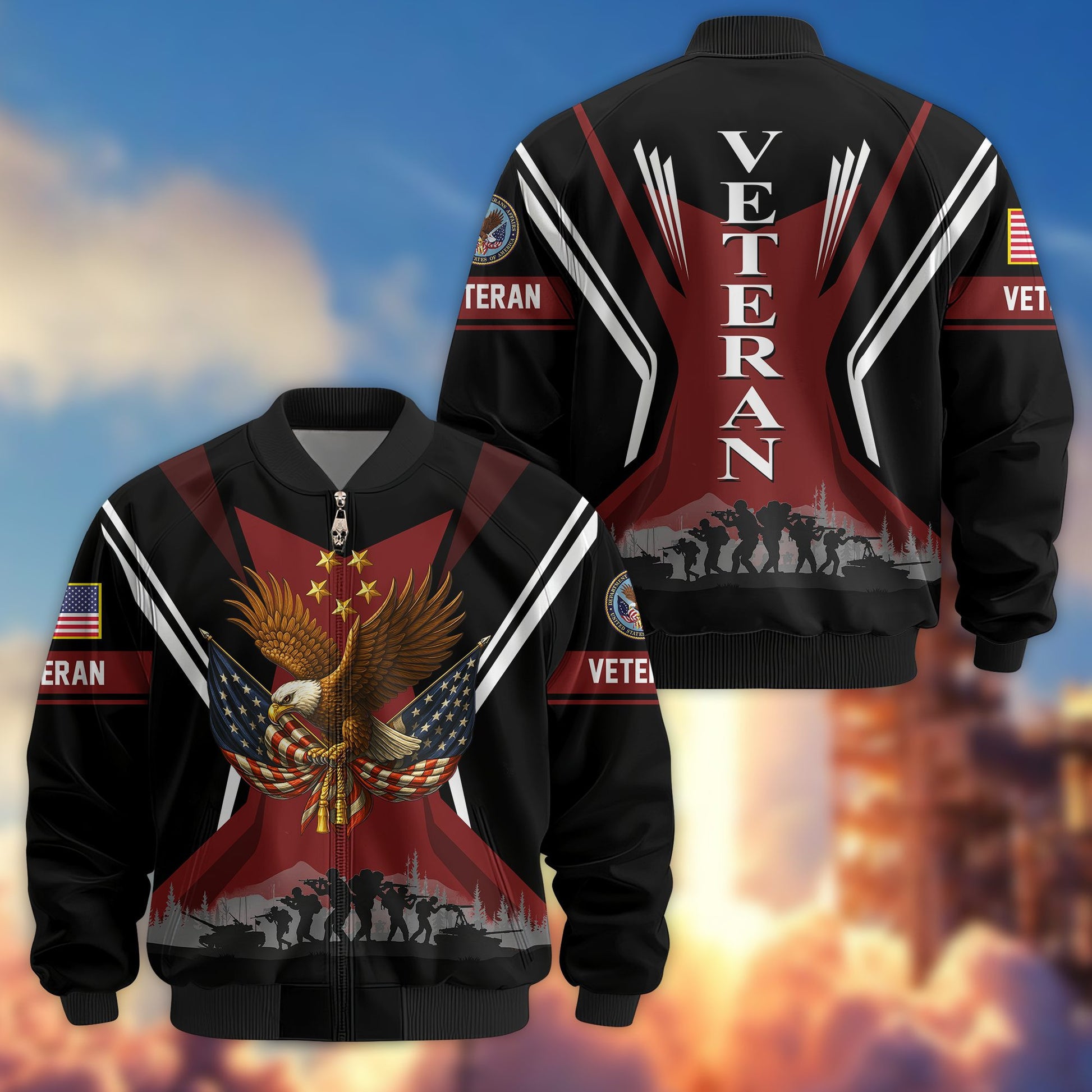 Premium US Veterans Bomber Jacket BPHN130811, Gifts For US Veterans, Gifts On Father's Day, Veterans Day.