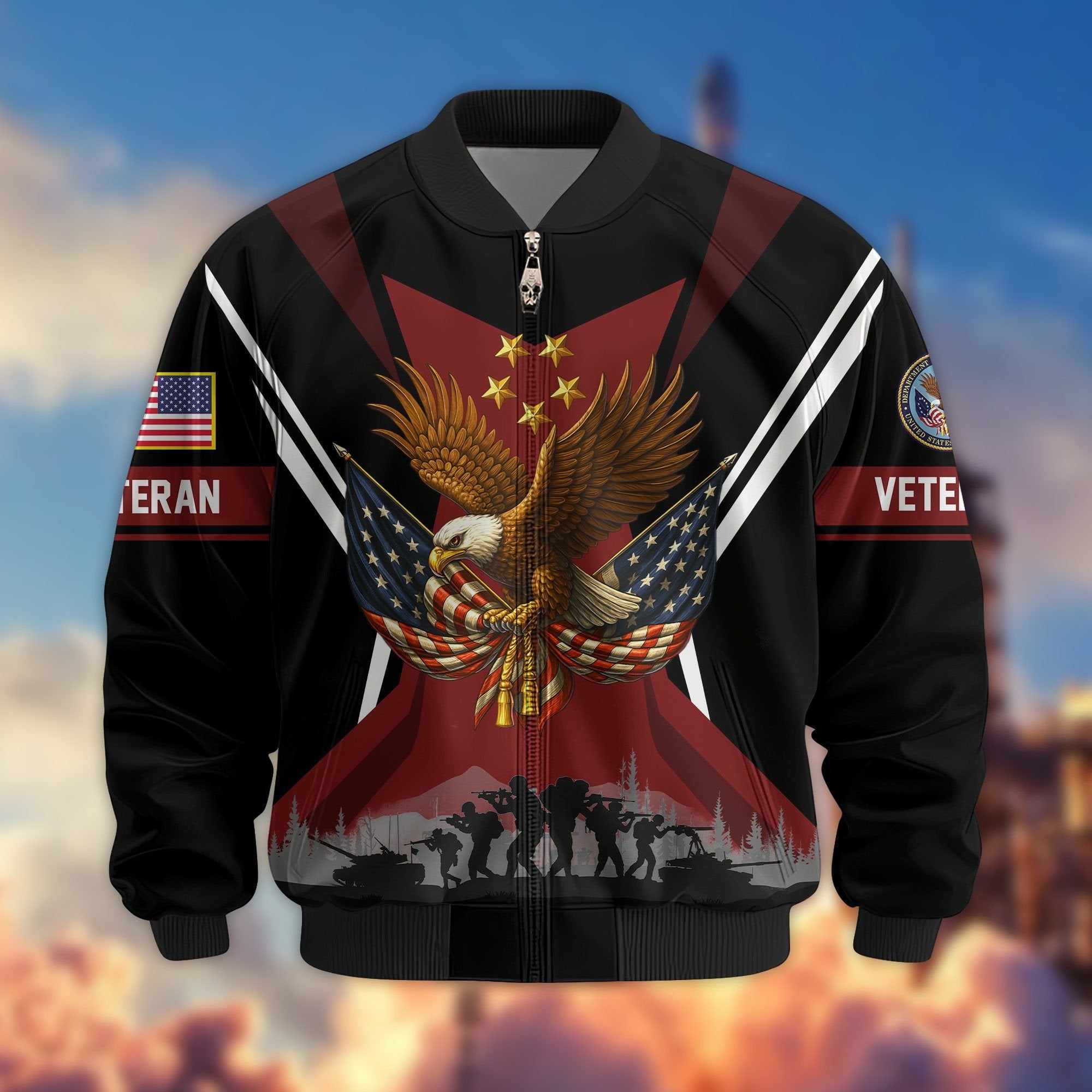 Premium US Veterans Bomber Jacket BPHN130811, Gifts For US Veterans, Gifts On Father's Day, Veterans Day.