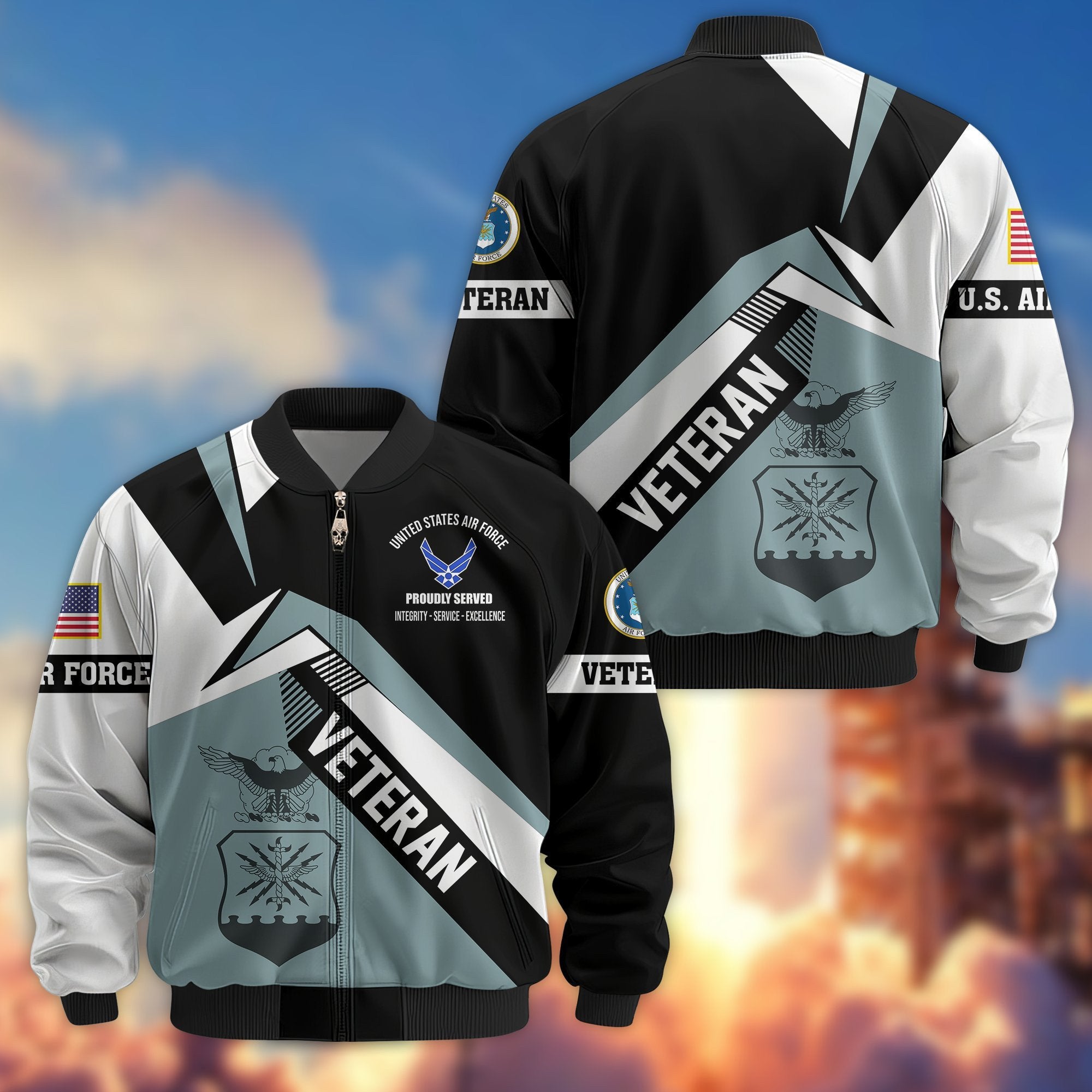 Premium US Veterans Bomber Jacket BPHN030912, Gifts For US Veterans, Gifts On Father's Day, Veterans Day.