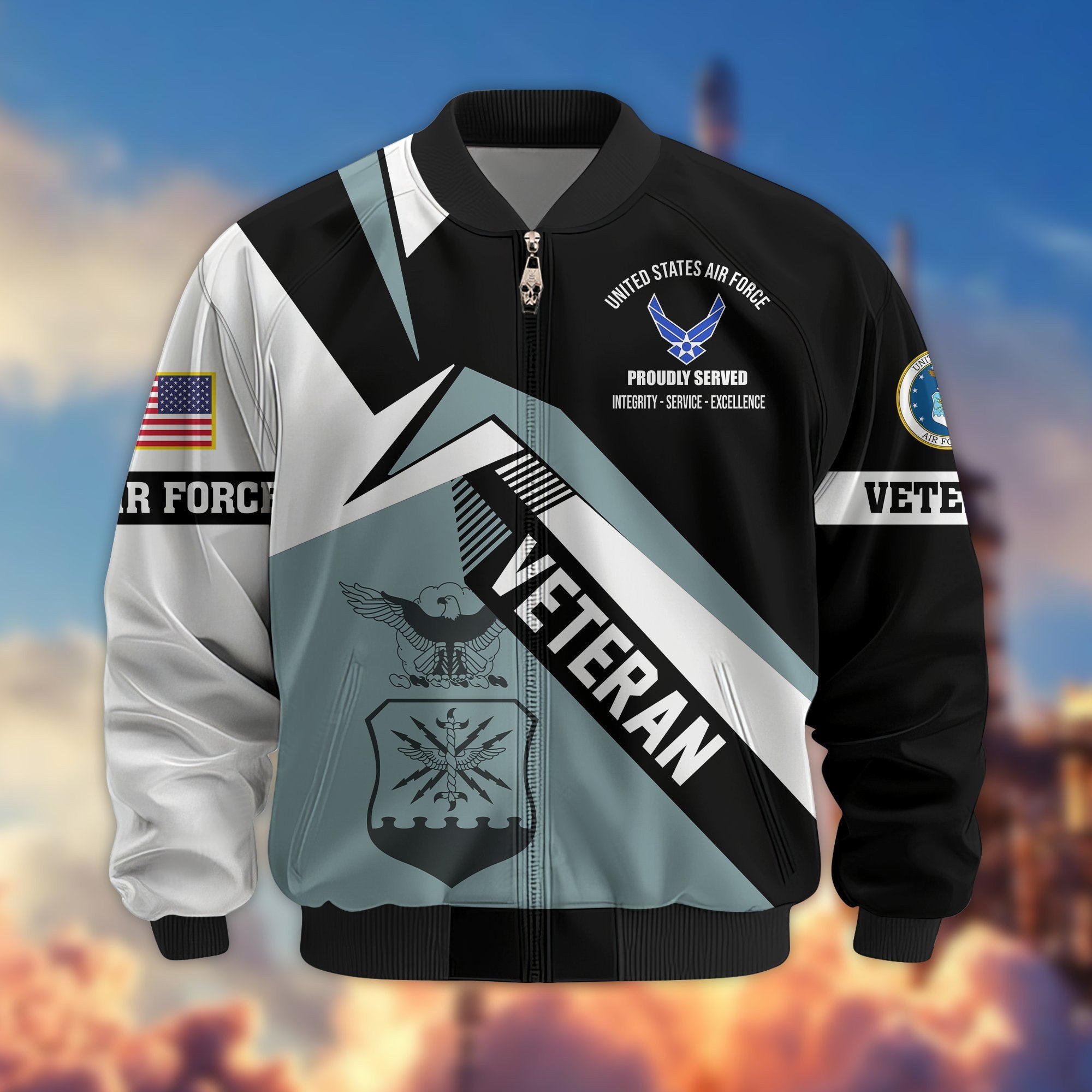 Premium US Veterans Bomber Jacket BPHN030912, Gifts For US Veterans, Gifts On Father's Day, Veterans Day.