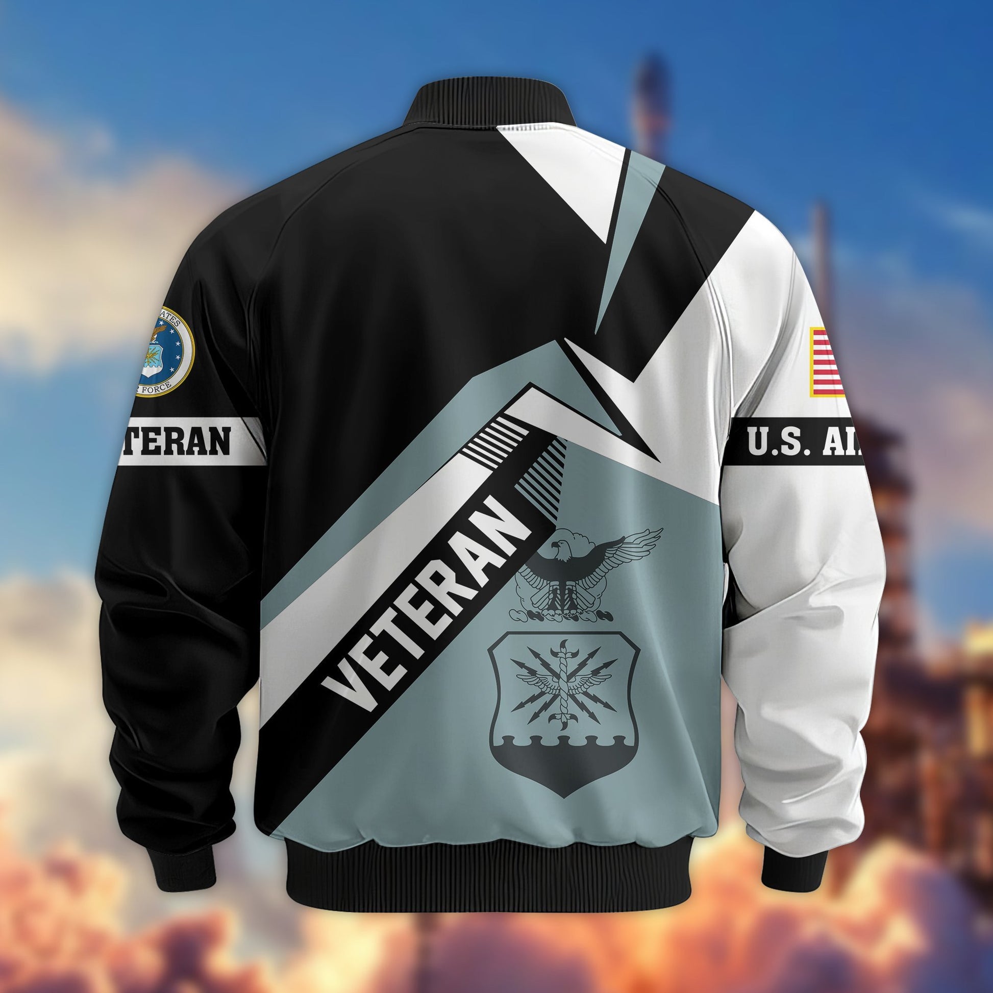 Premium US Veterans Bomber Jacket BPHN030912, Gifts For US Veterans, Gifts On Father's Day, Veterans Day.