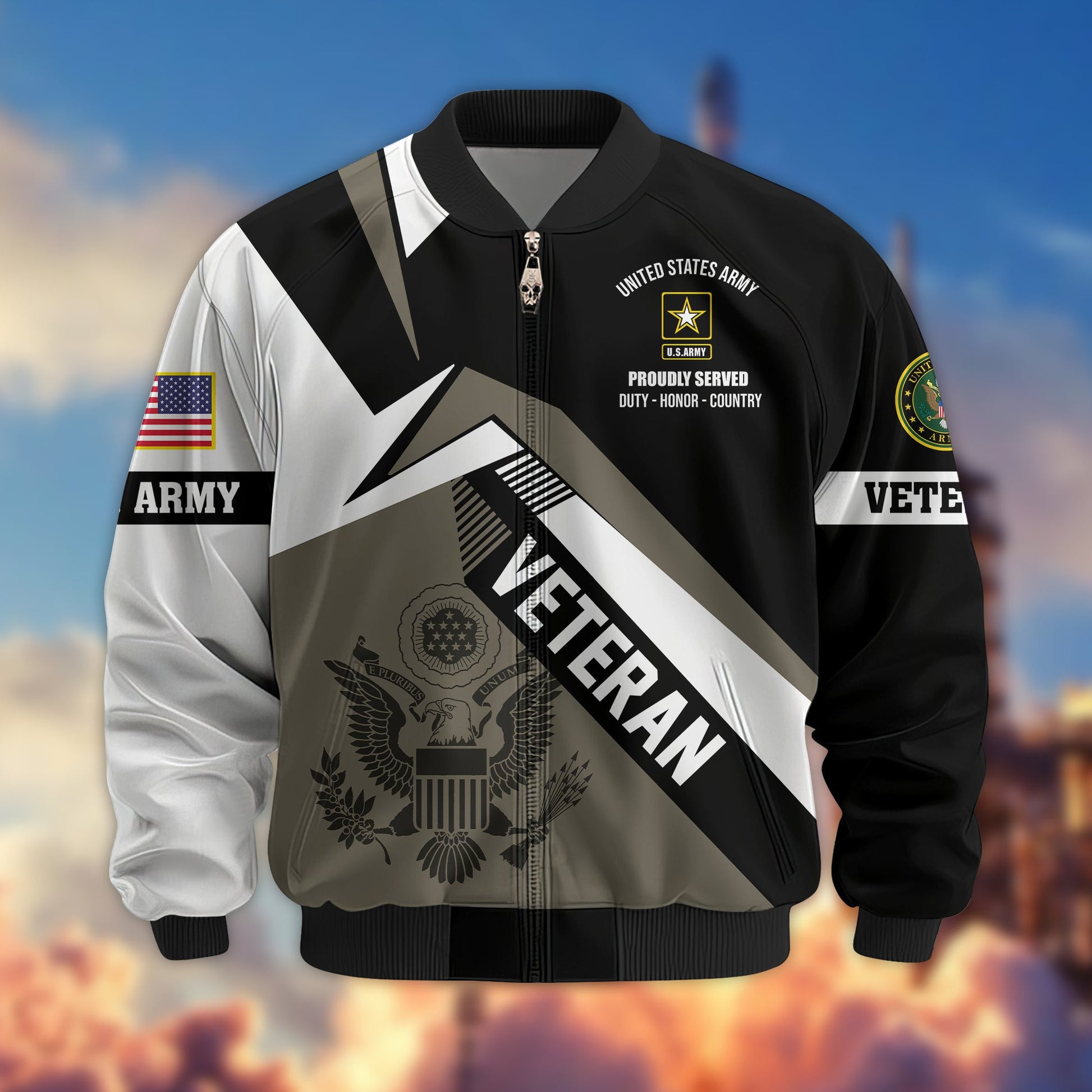 Premium US Veterans Bomber Jacket BPHN030912, Gifts For US Veterans, Gifts On Father's Day, Veterans Day.