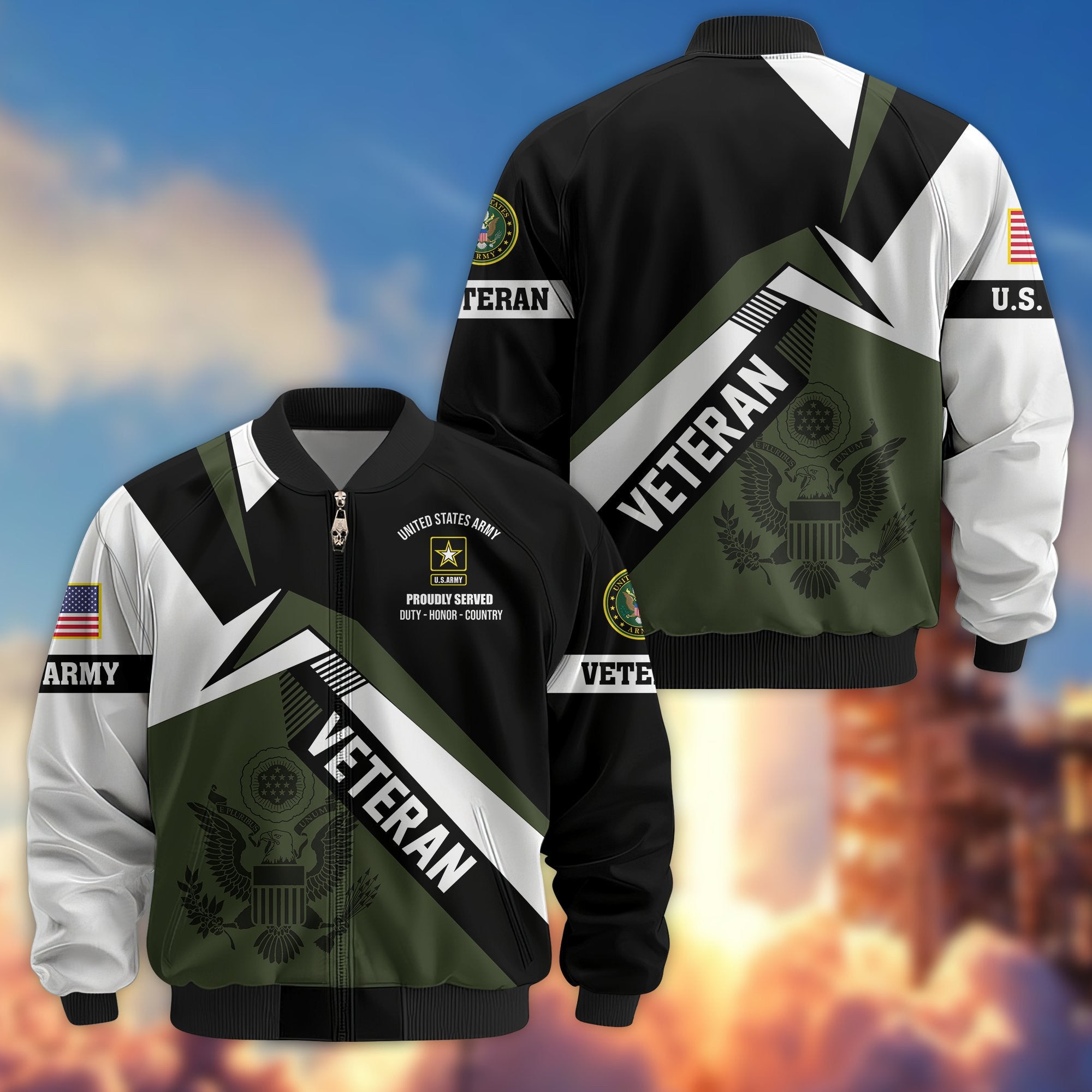 Premium US Veterans Bomber Jacket BPHN030912, Gifts For US Veterans, Gifts On Father's Day, Veterans Day.