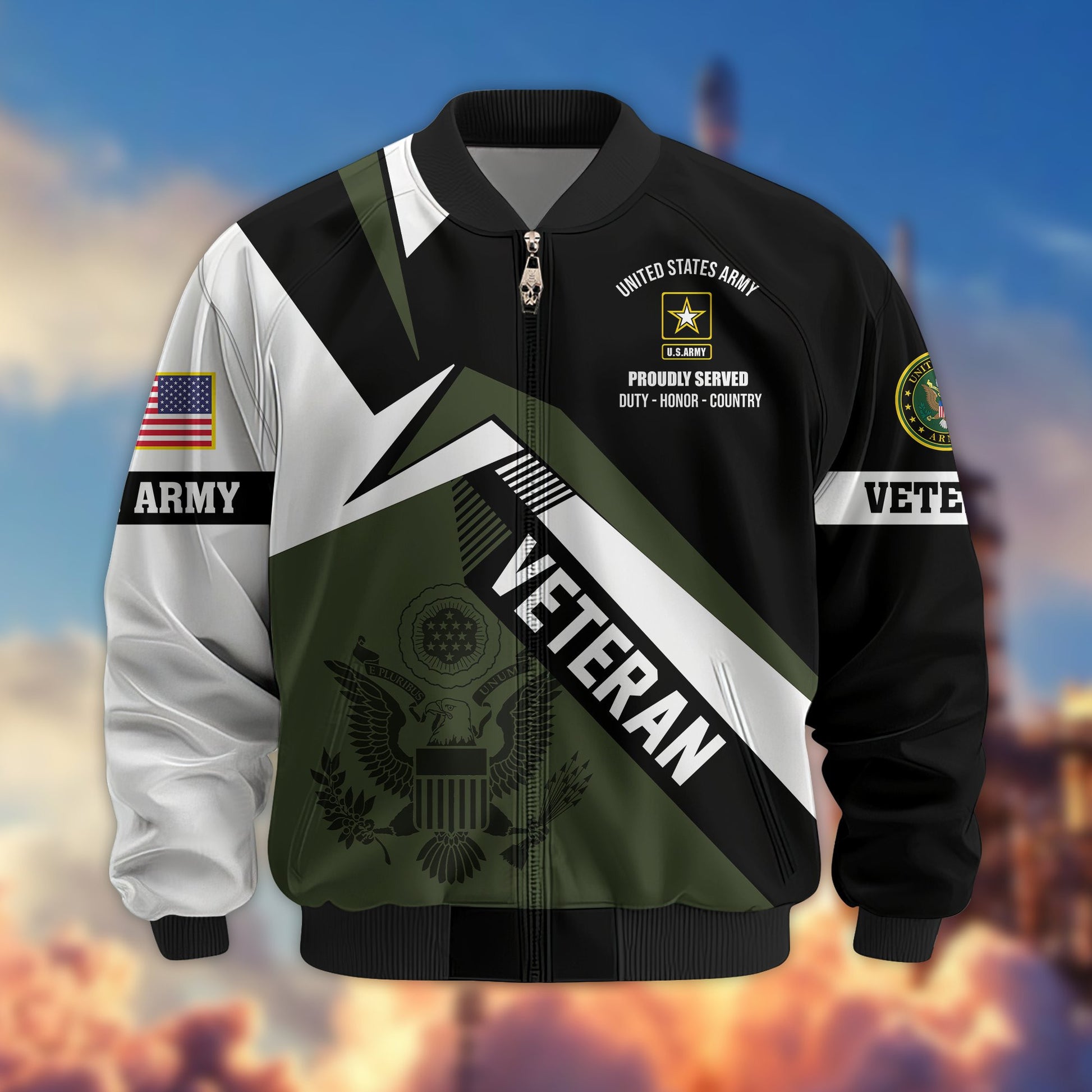 Premium US Veterans Bomber Jacket BPHN030912, Gifts For US Veterans, Gifts On Father's Day, Veterans Day.