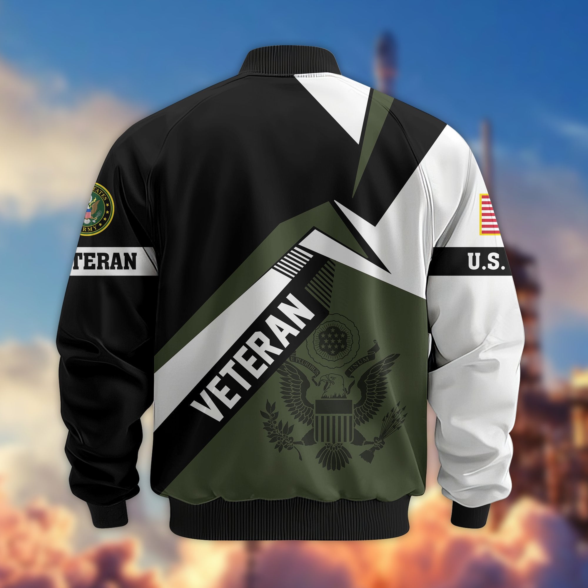 Premium US Veterans Bomber Jacket BPHN030912, Gifts For US Veterans, Gifts On Father's Day, Veterans Day.
