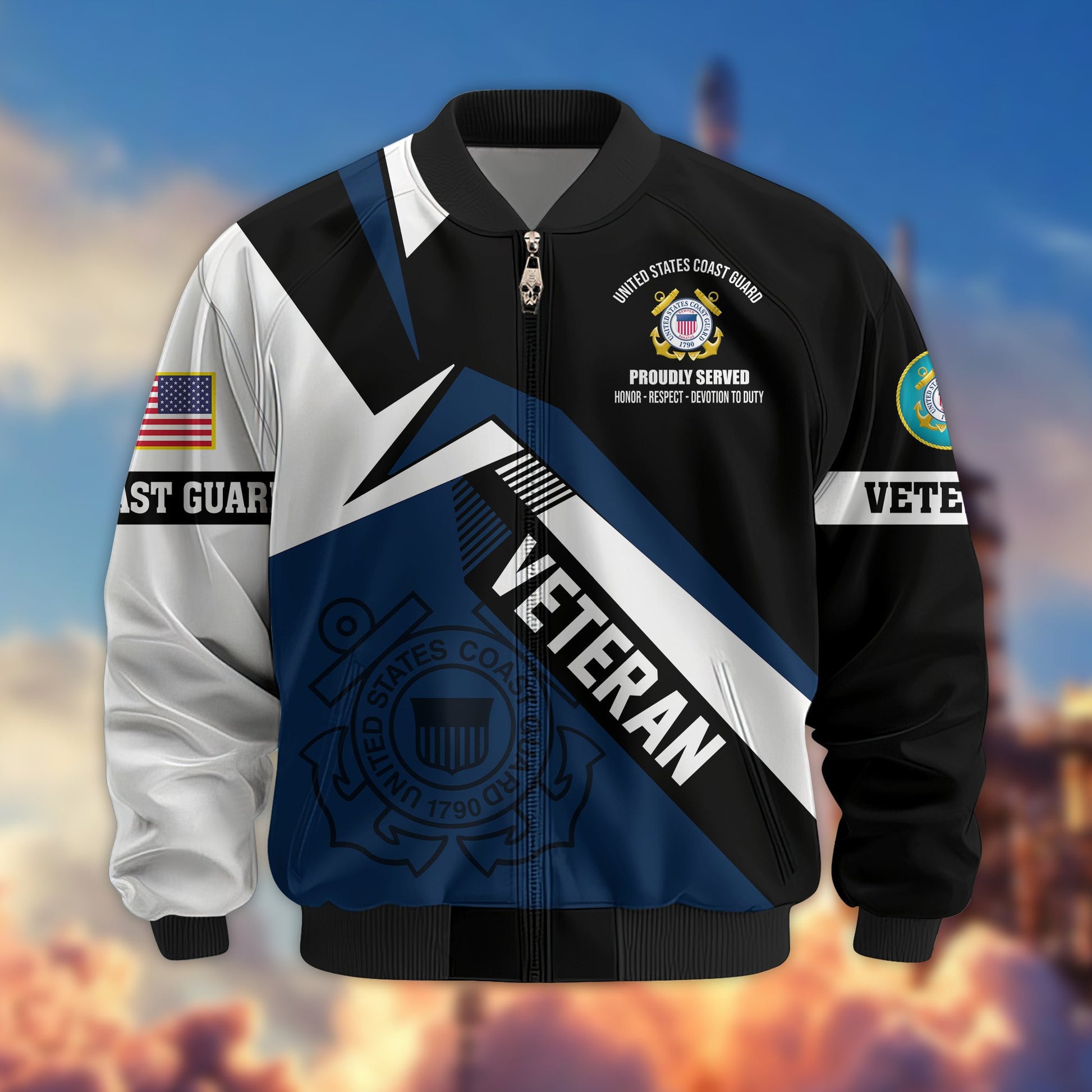 Premium US Veterans Bomber Jacket BPHN030912, Gifts For US Veterans, Gifts On Father's Day, Veterans Day.